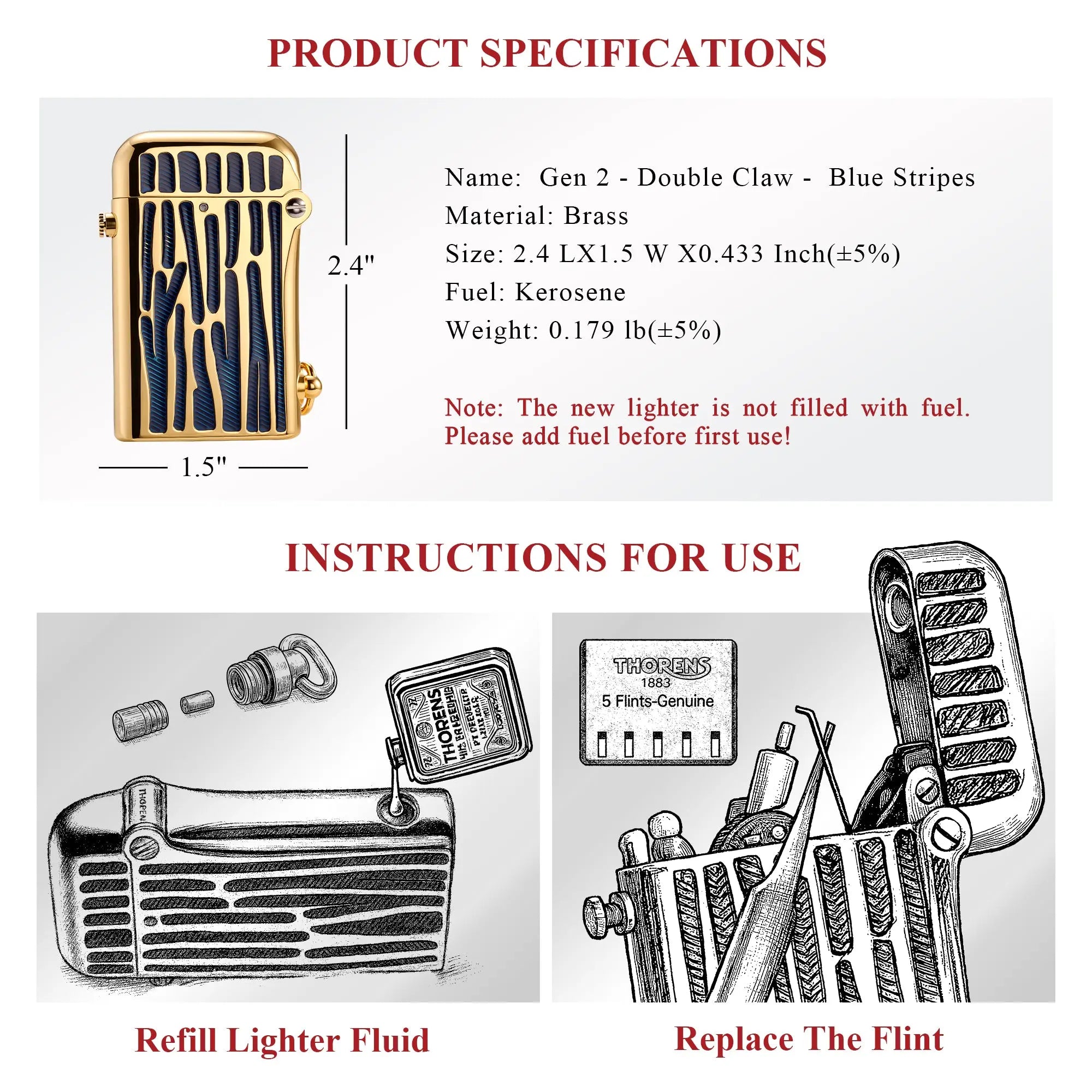 (New)Gen 2 - Double Claw - Blue Stripes - Gold THORENS