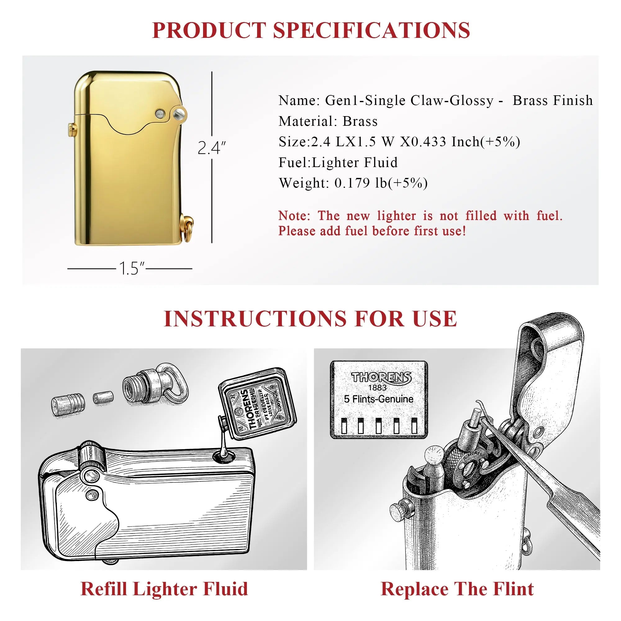 (NEW)Gen 1 - Single Claw - Glossy - Brass Finish THORENS