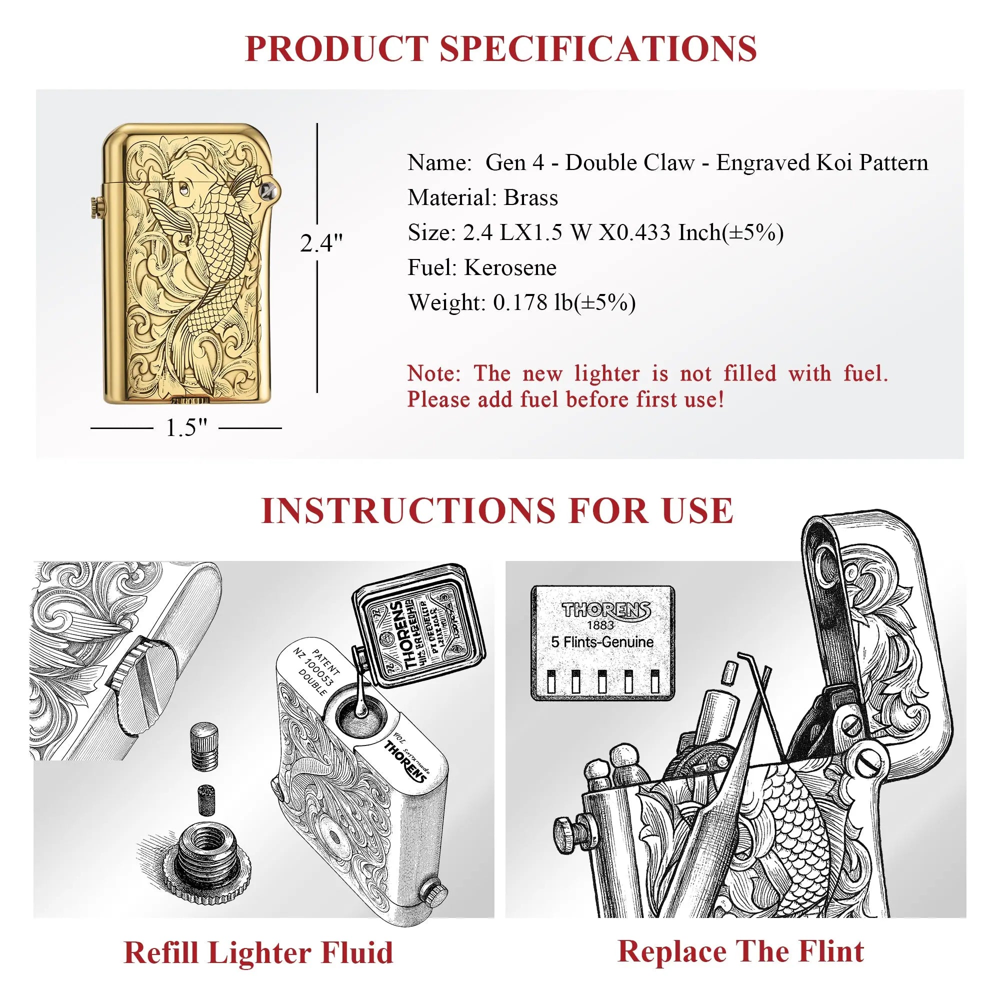 Gen 4 - Double Claw - Engraved Koi Pattern THORENS