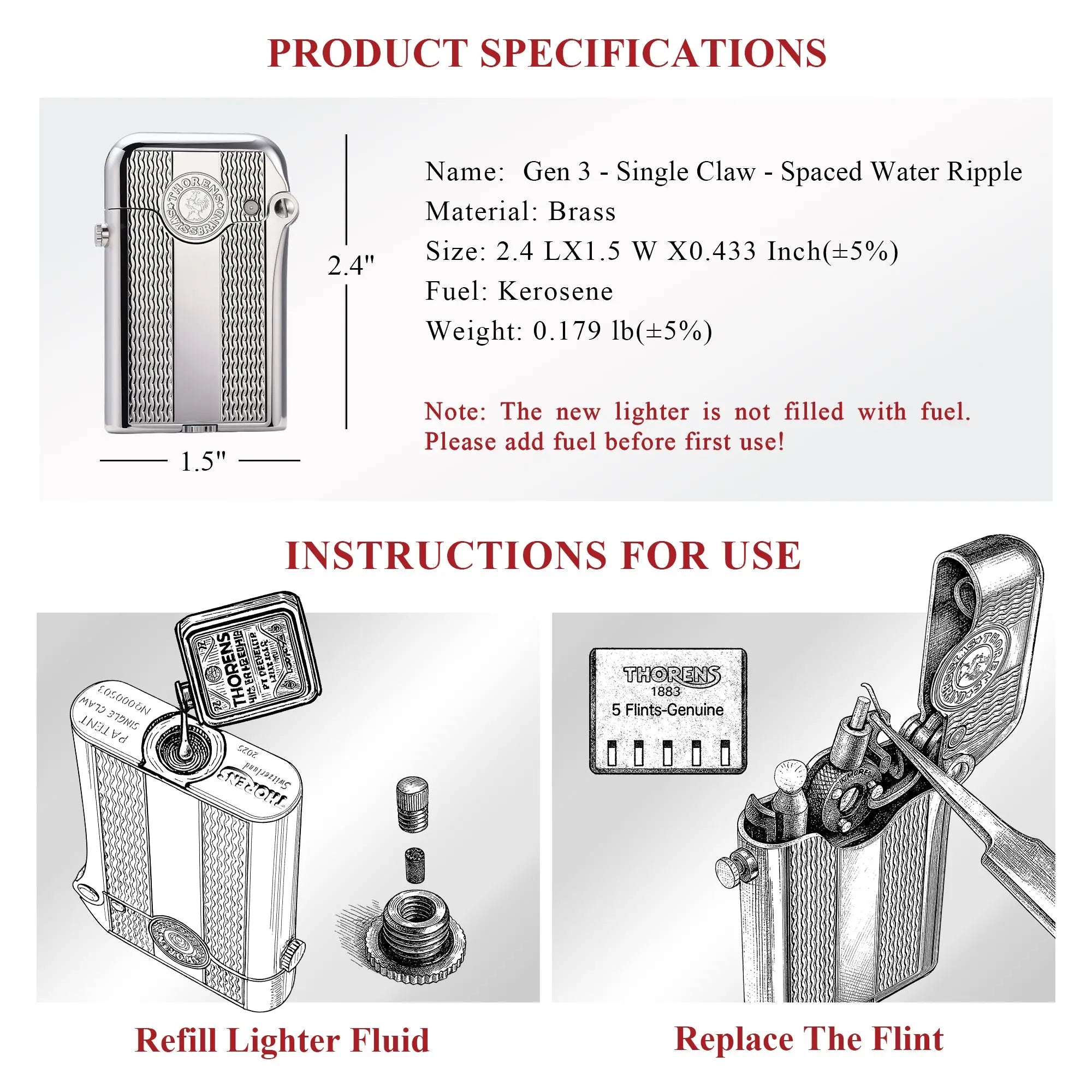 (New)Gen 3 - Single Claw - Spaced Water Ripple - Silver THORENS