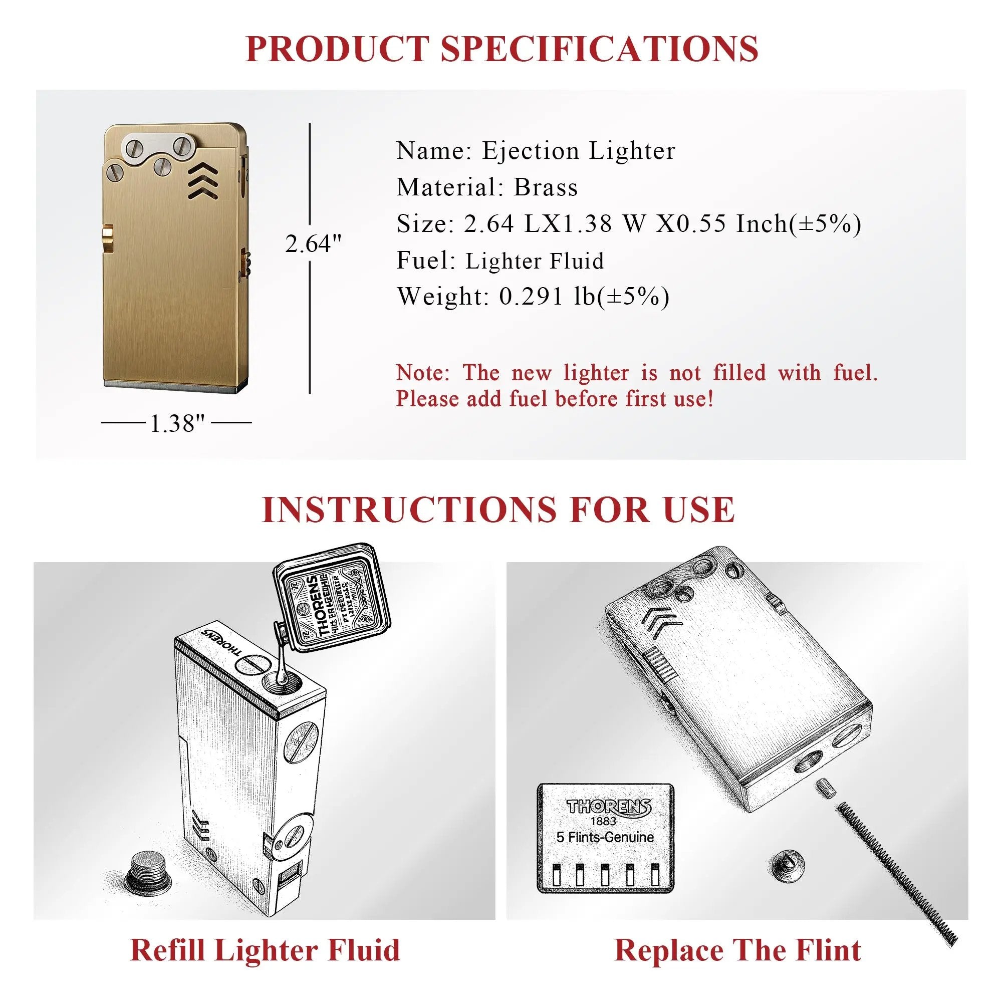 Ejection Lighter - Brass Finish THORENS