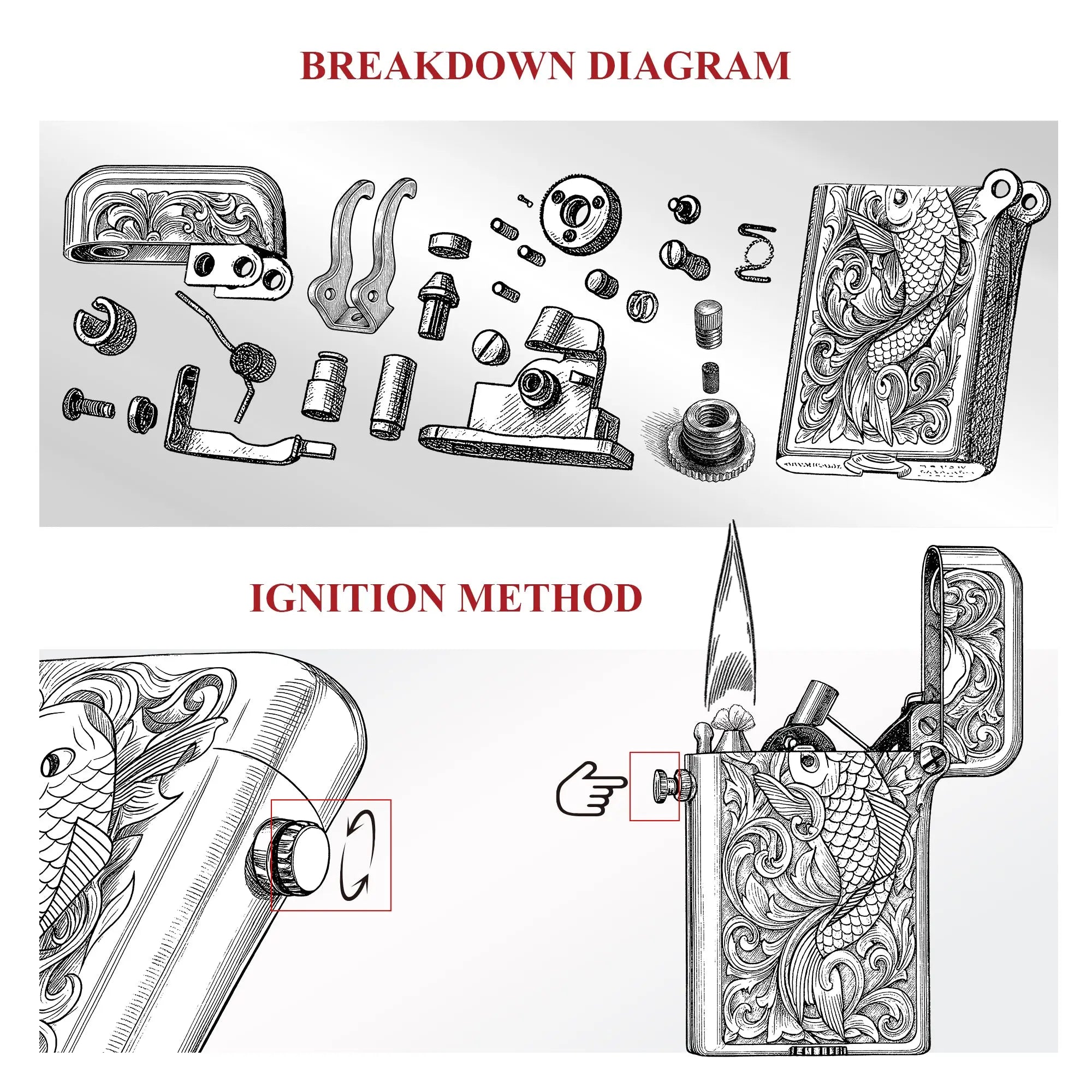 Gen 4 - Double Claw - Engraved Koi Pattern THORENS