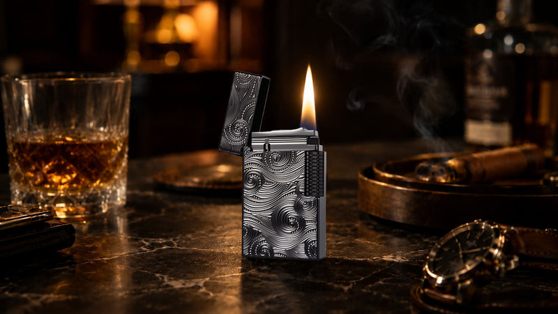 THORENS What Is Switzerland Known For Producing? Swiss-Made Guide mechanical lighter with intricate scrollwork and automatic ignition.