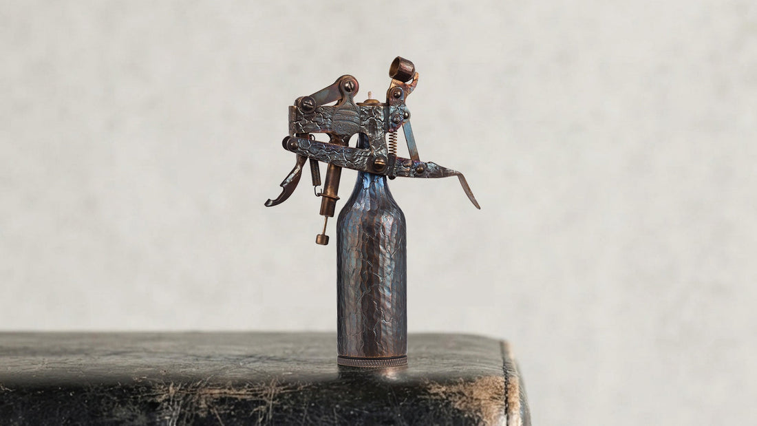 Vintage style metal lighter with exposed mechanical parts