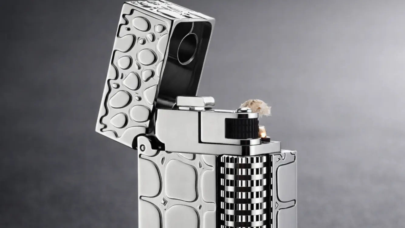 Side Slip Narrow Crocodile Pattern Lighter |Refillable Fluid Lighter Guide THORENS-USA