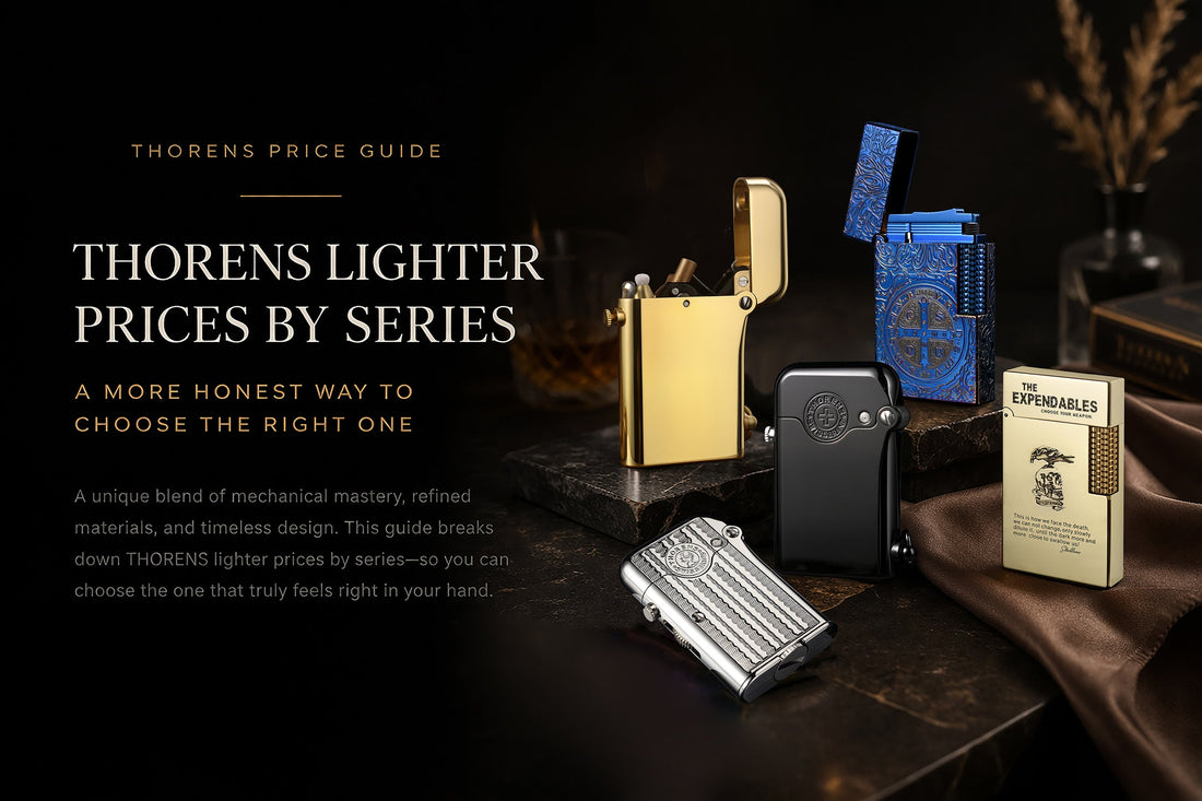 THORENS lighter prices by series cover image with multiple premium THORENS lighters