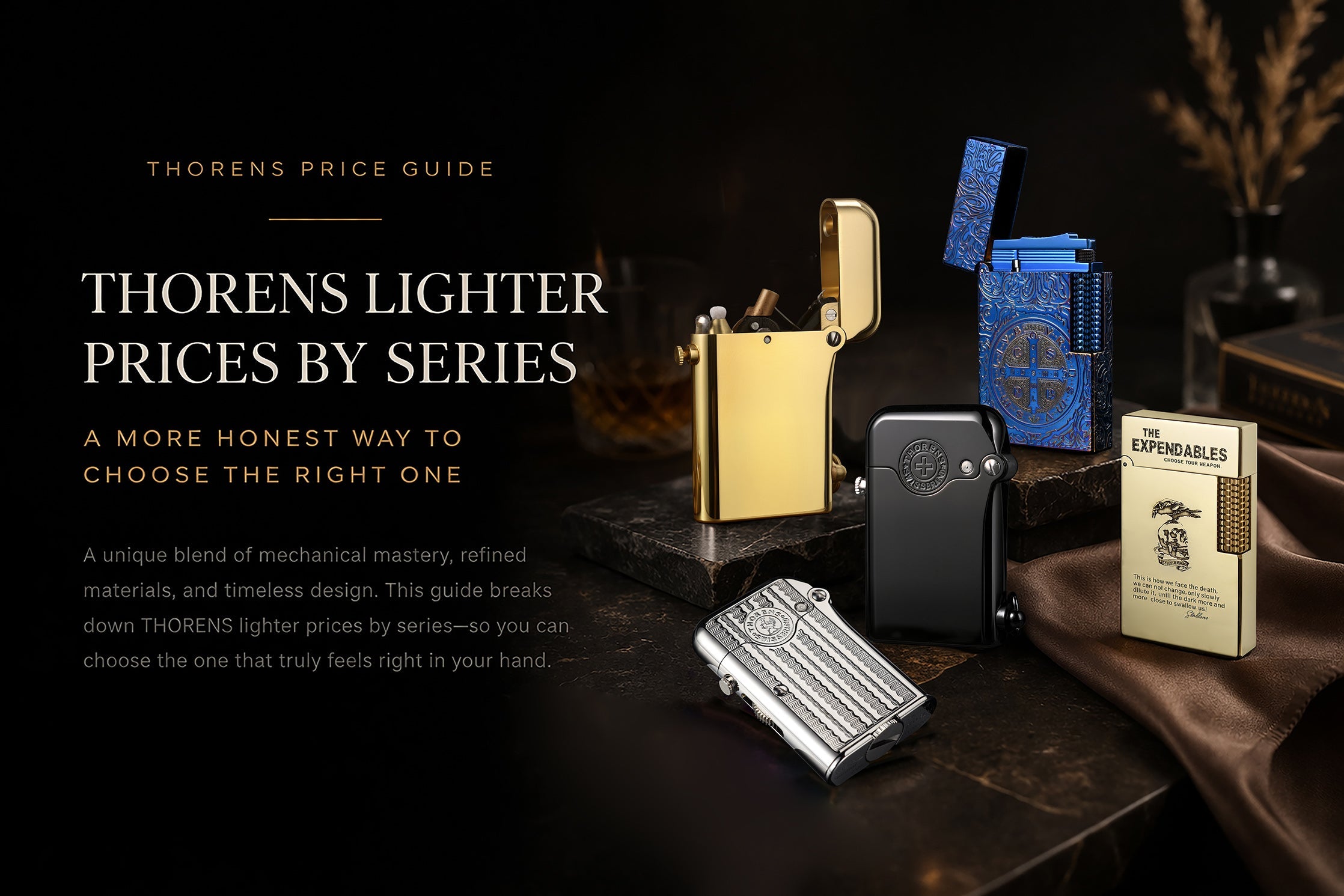 THORENS lighter prices by series cover image with multiple premium THORENS lighters