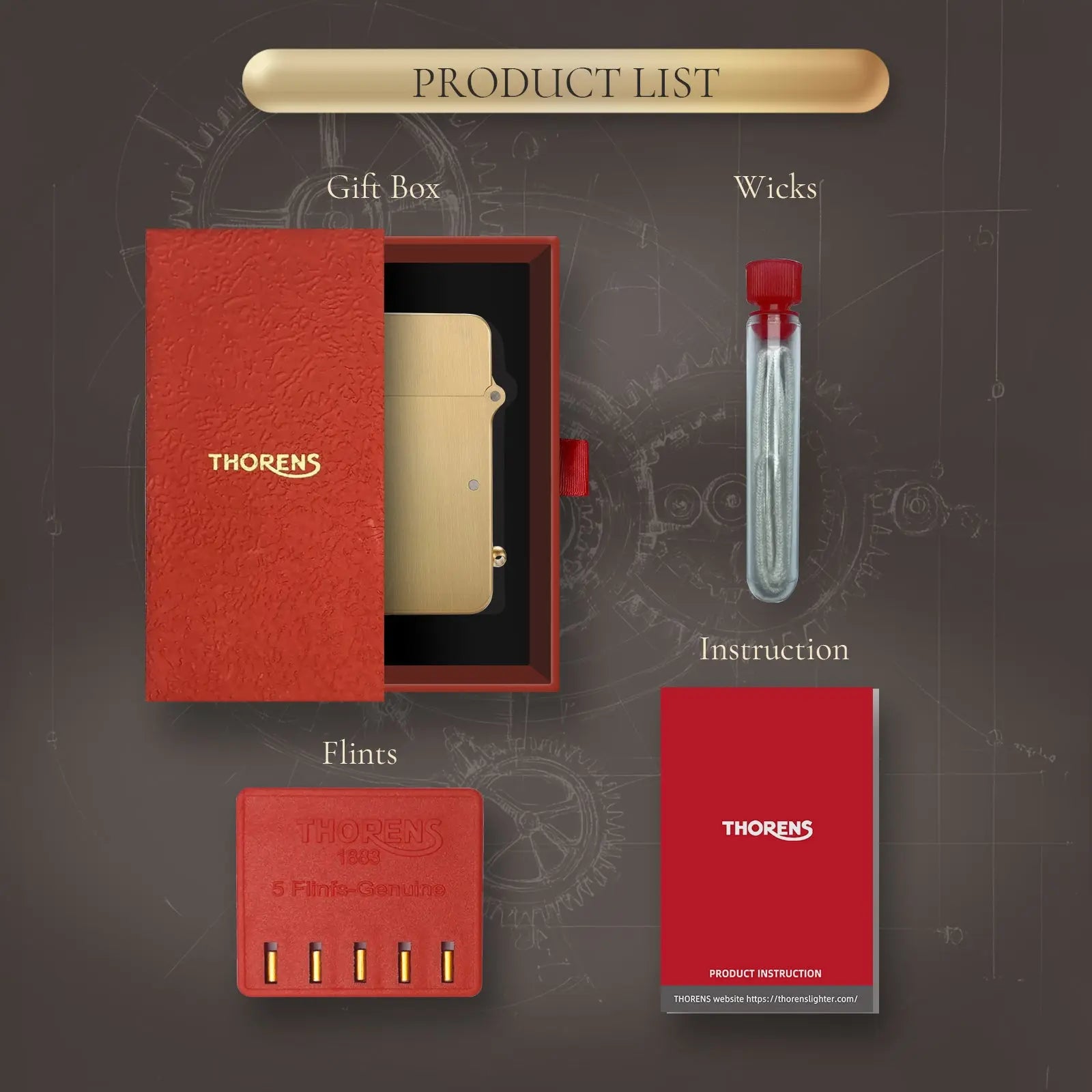 Semi-Automatic Ignition Lighter - Glossy - Copper Color THORENS