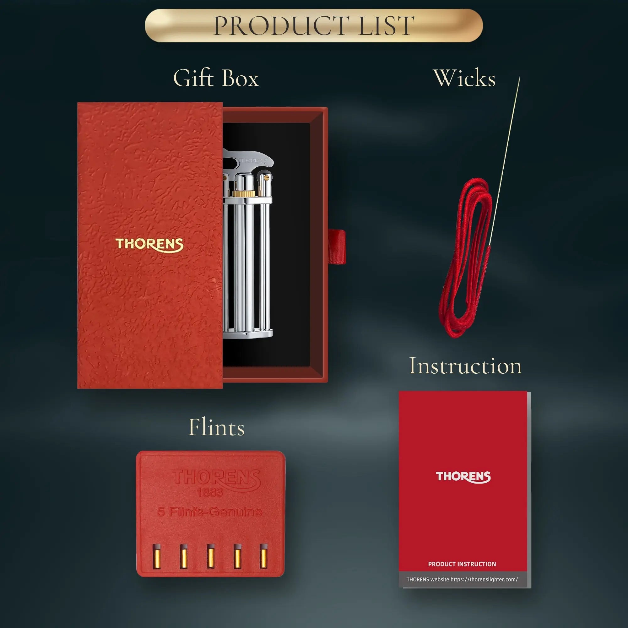 Three-Section Stick Lighter - Silver THORENS