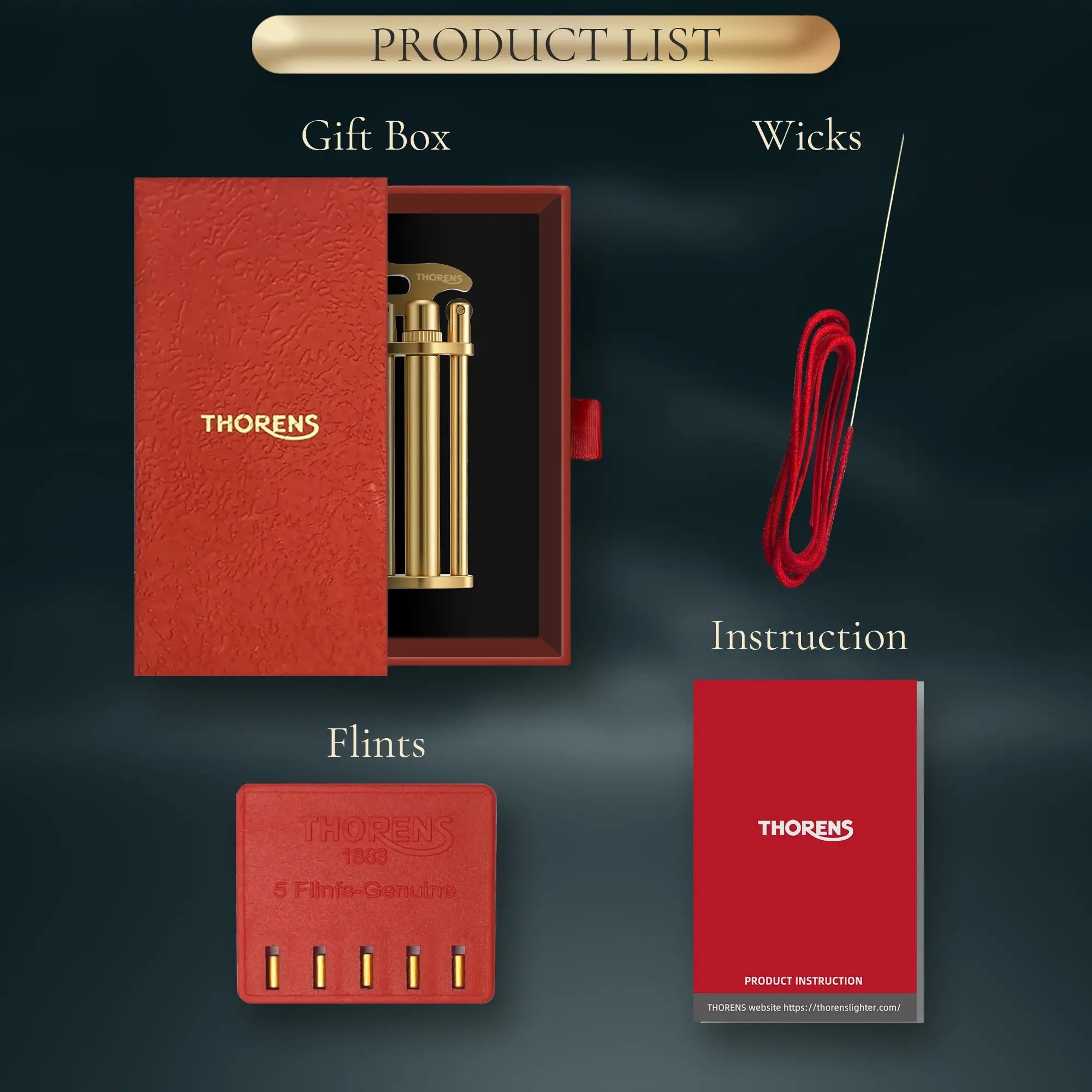 Three-Section Stick Lighter - Gold THORENS
