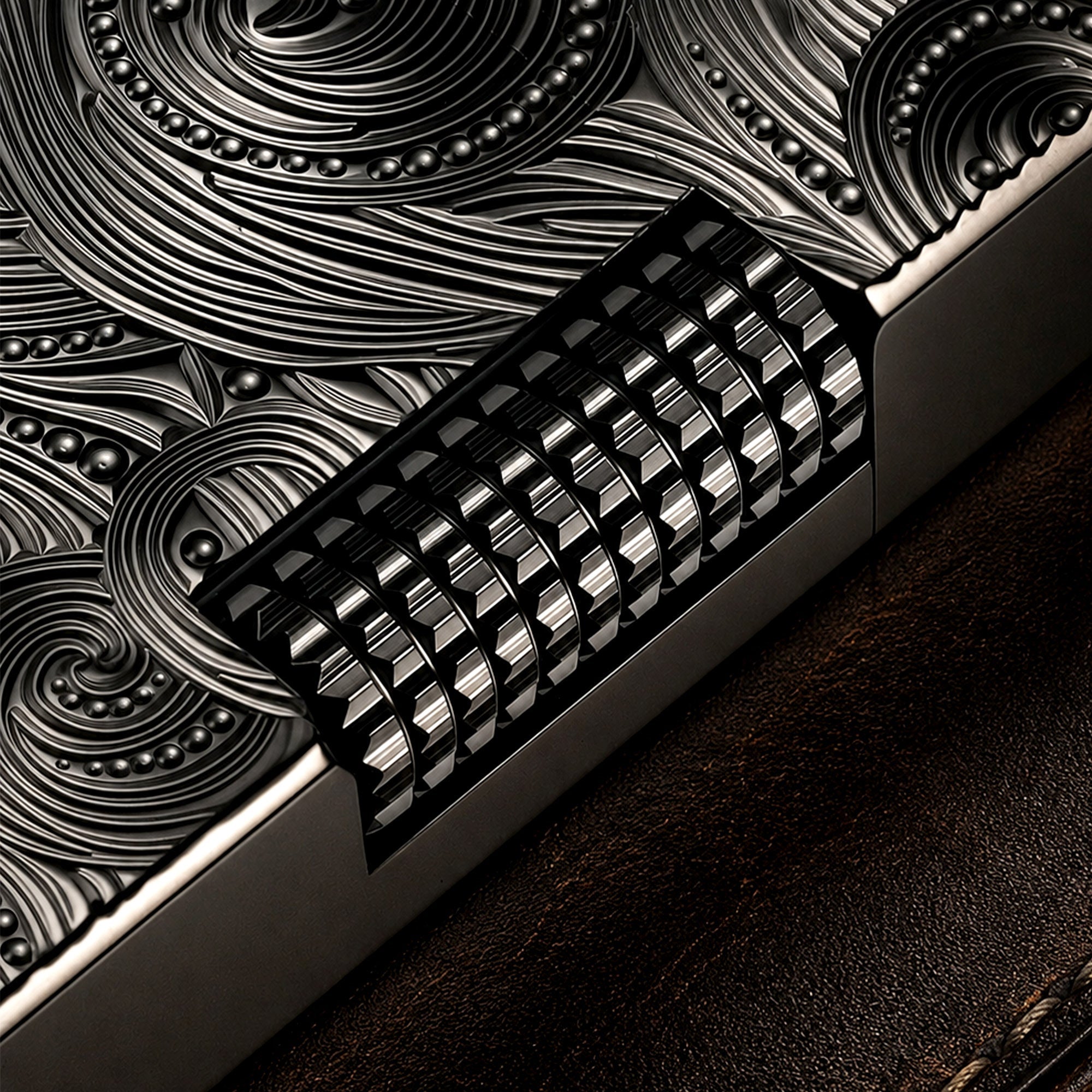 Side slip lighter, vortex engraved Swiss mechanical classic, gift