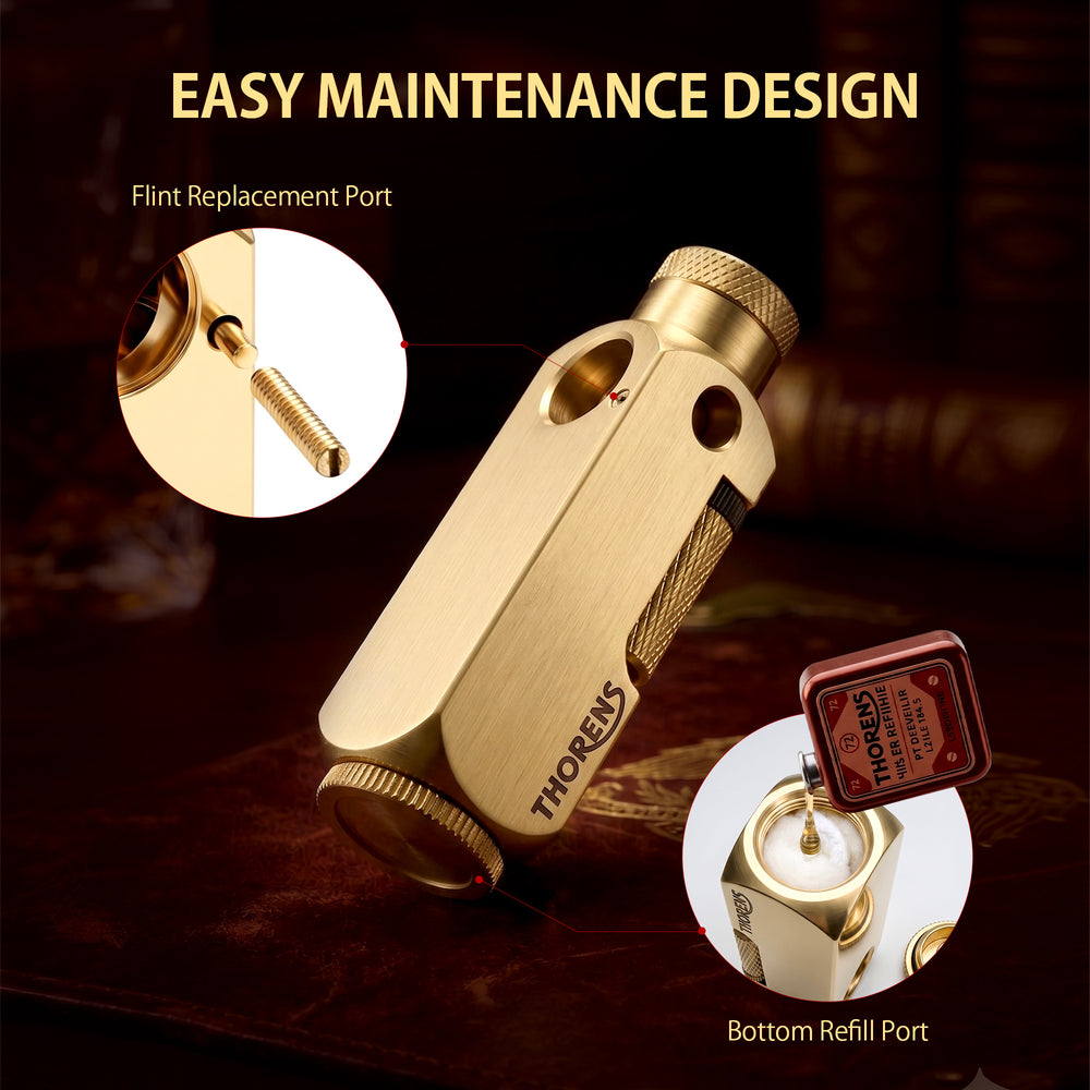 THORENS Flamido Peace Hotel personnalité créative en laiton Trench Pipe gravé à la Machine briquet au kérosène 