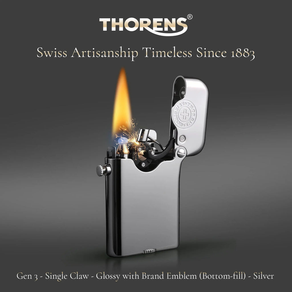 Gen 3 - Single Claw - Glossy with Brand Emblem (Bottom-fill) - Silver THORENS