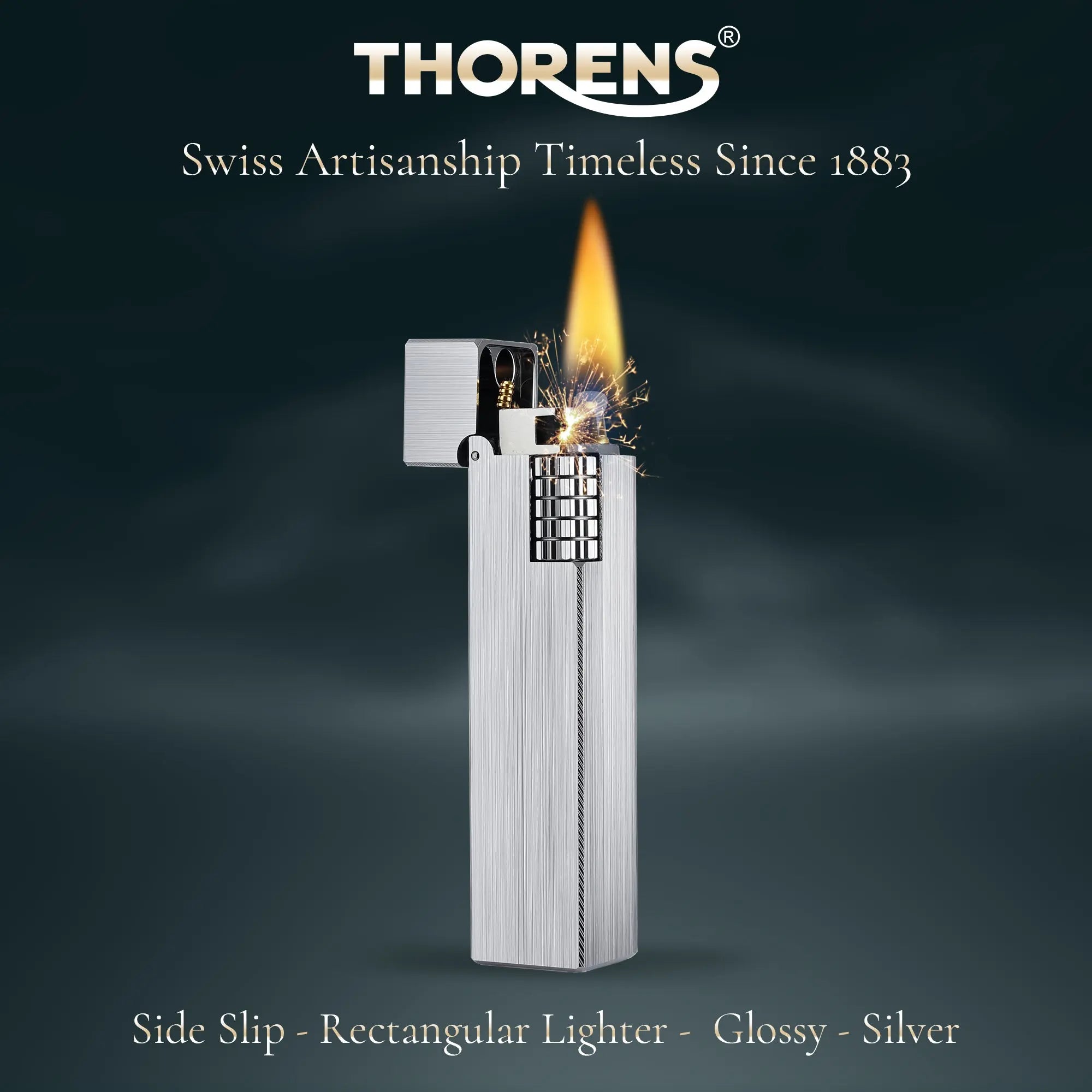 Side Slip - Rectangular Lighter - Glossy - Silver THORENS