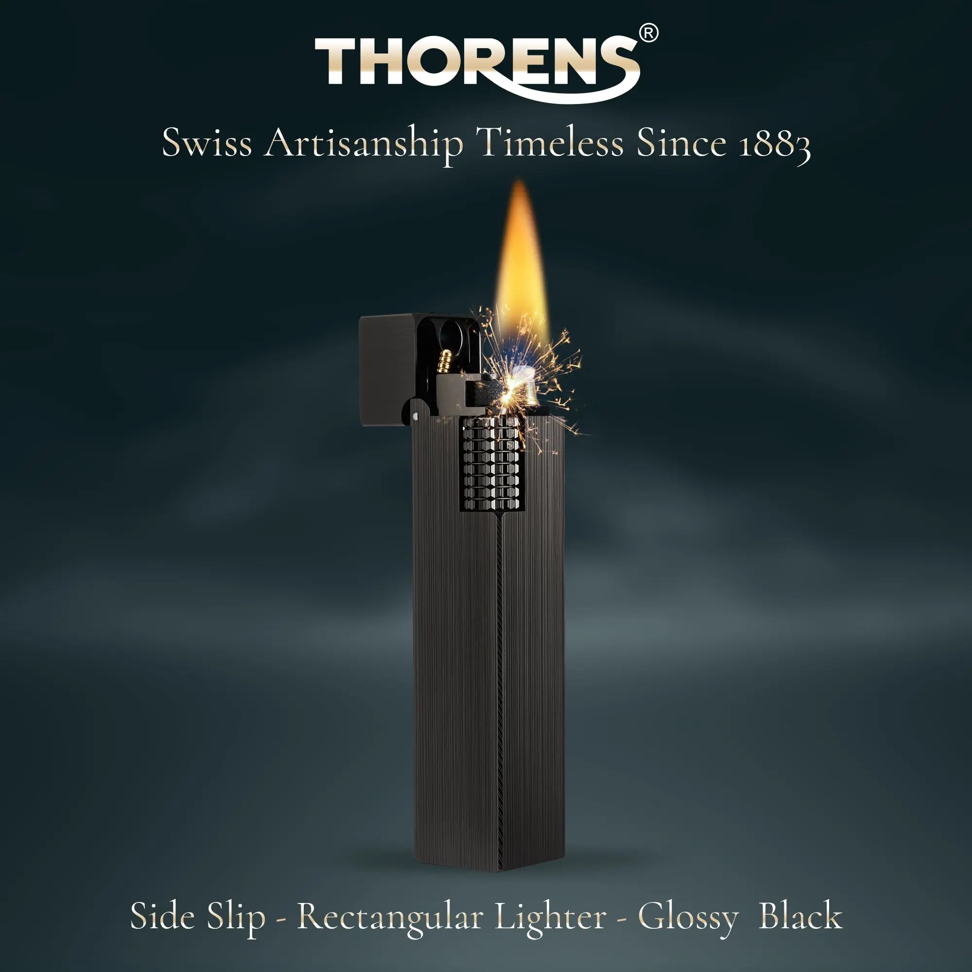 Side Slip - Rectangular Lighter - Glossy - Black THORENS