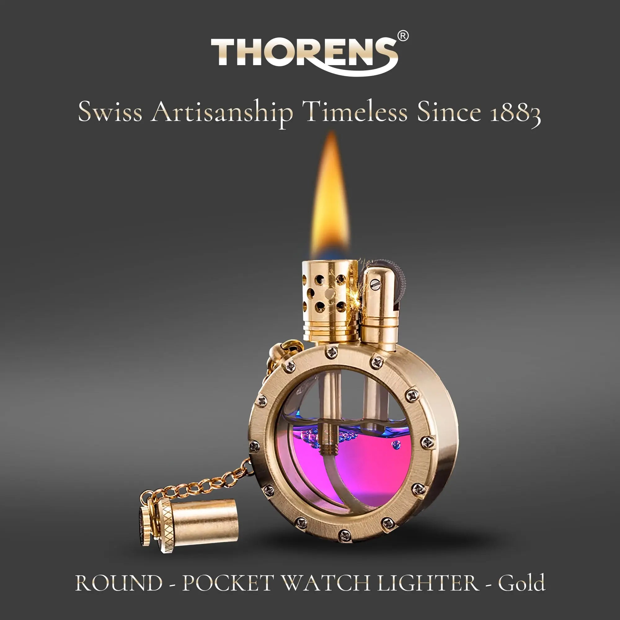 Round - Pocket Watch Lighter - Copper Color THORENS