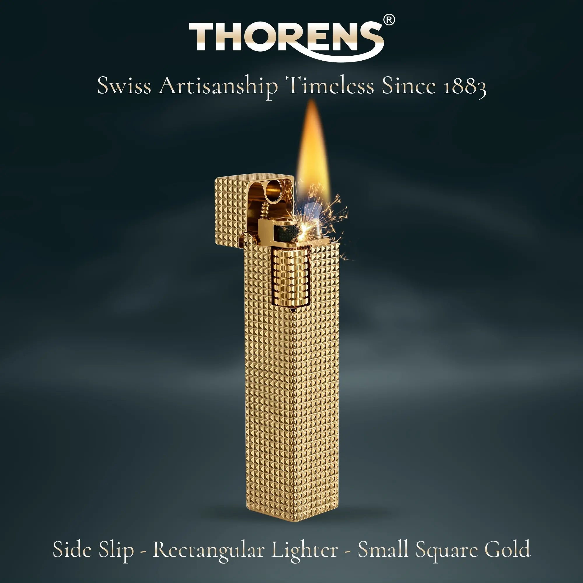 Side Slip - Rectangular Lighter - Small Square - Gold THORENS