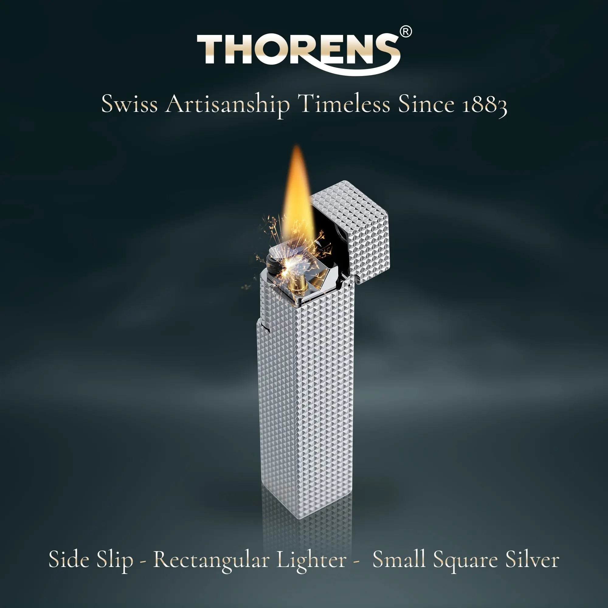 Side Slip - Rectangular Lighter - Small Square - Silver THORENS