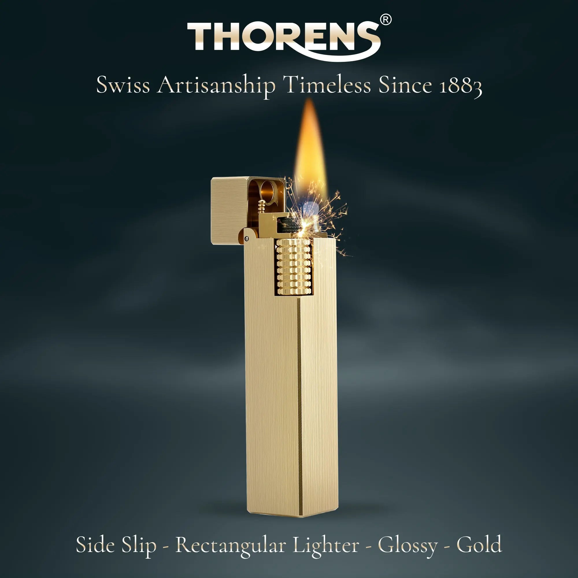 Side Slip - Rectangular Lighter - Glossy - Gold THORENS