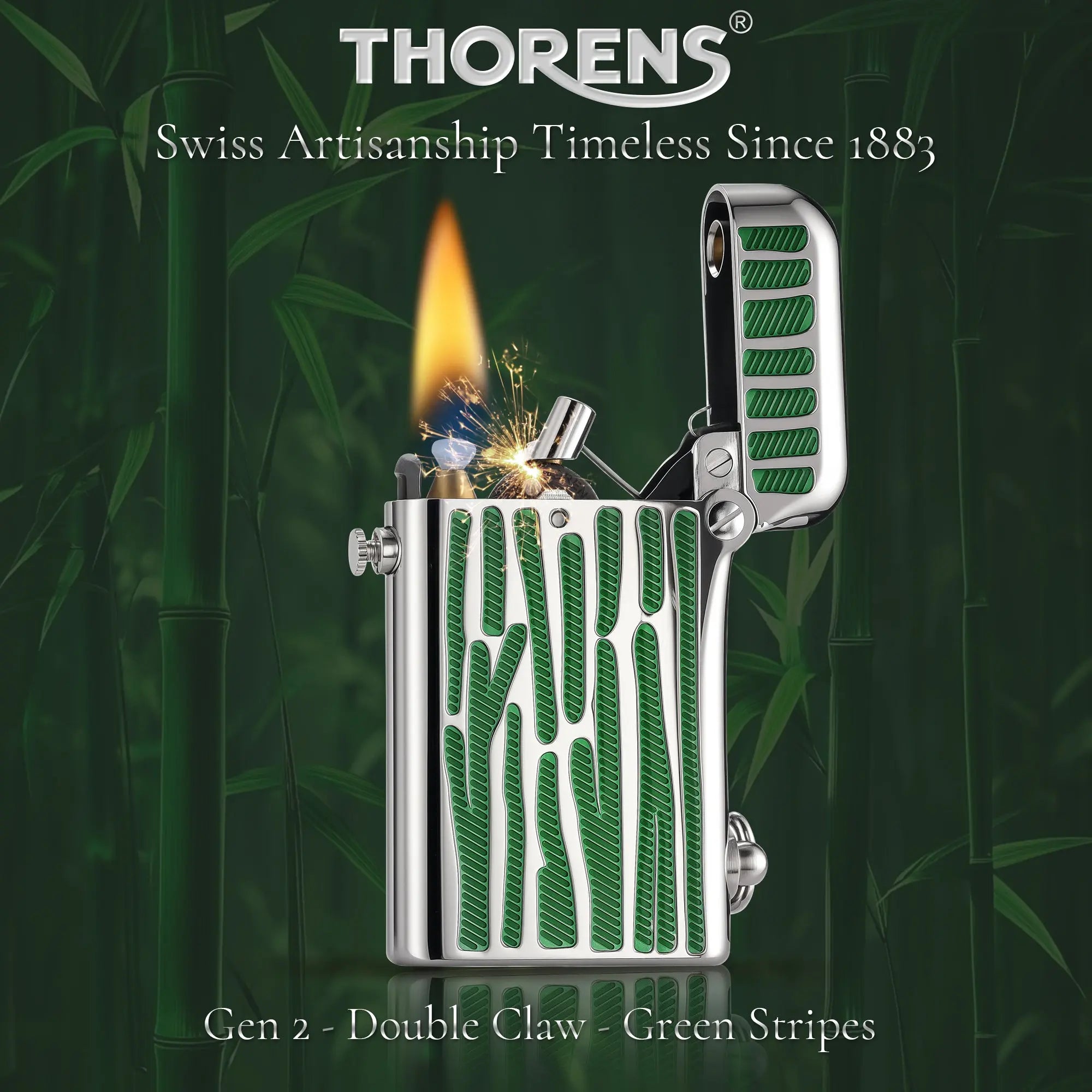 Gen 2 - Double Claw - Green Stripes - Silver THORENS