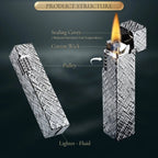 Side Slip - Rectangular Lighter - Silver Carving THORENS