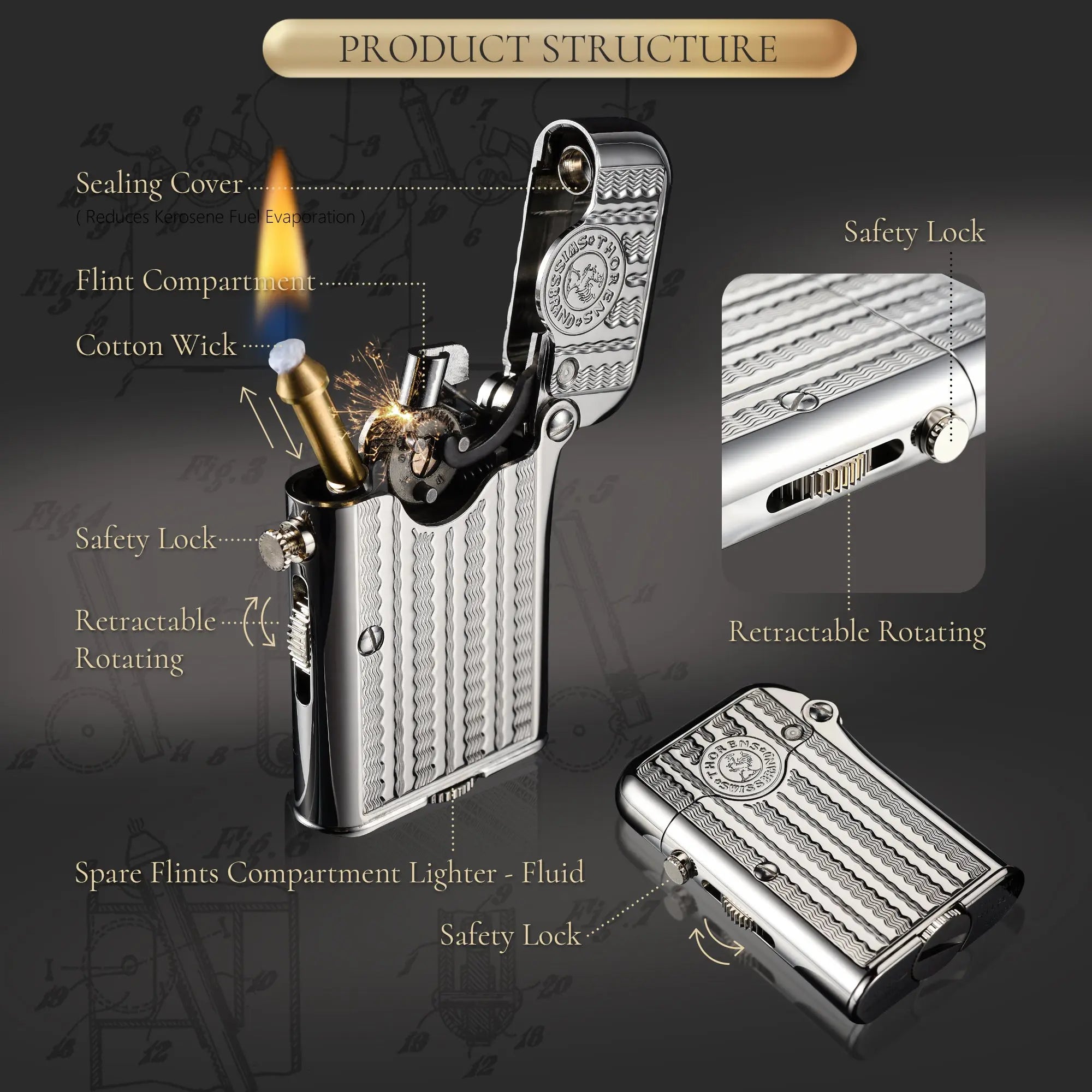 Single CLAW TELEFLAW lighter pipe lighter Brass Lighter Thorens Lighter Metal Lighter Famous Lighter Cigar Lighter Vintage Lighter elite lighter classic lighter refillable lighter reusable lighter