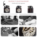 Handmade Cowhide Lighter - Inlaid Mechanical Movement - Red And Black Color THORENS