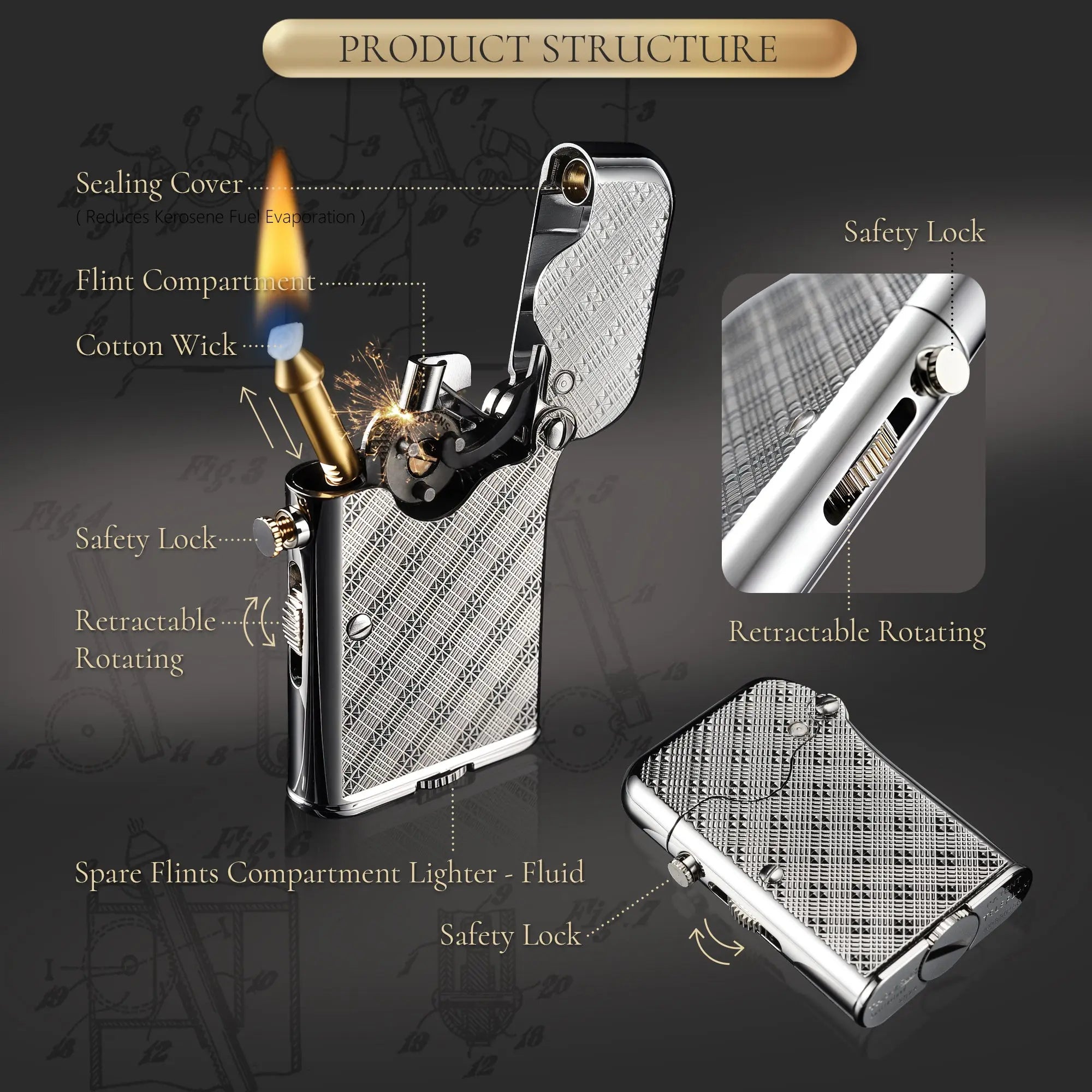 Single CLAW TELEFLAW lighter pipe lighter Brass Lighter Thorens Lighter Metal Lighter Famous Lighter Cigar Lighter Vintage Lighter elite lighter classic lighter refillable lighter reusable lighter