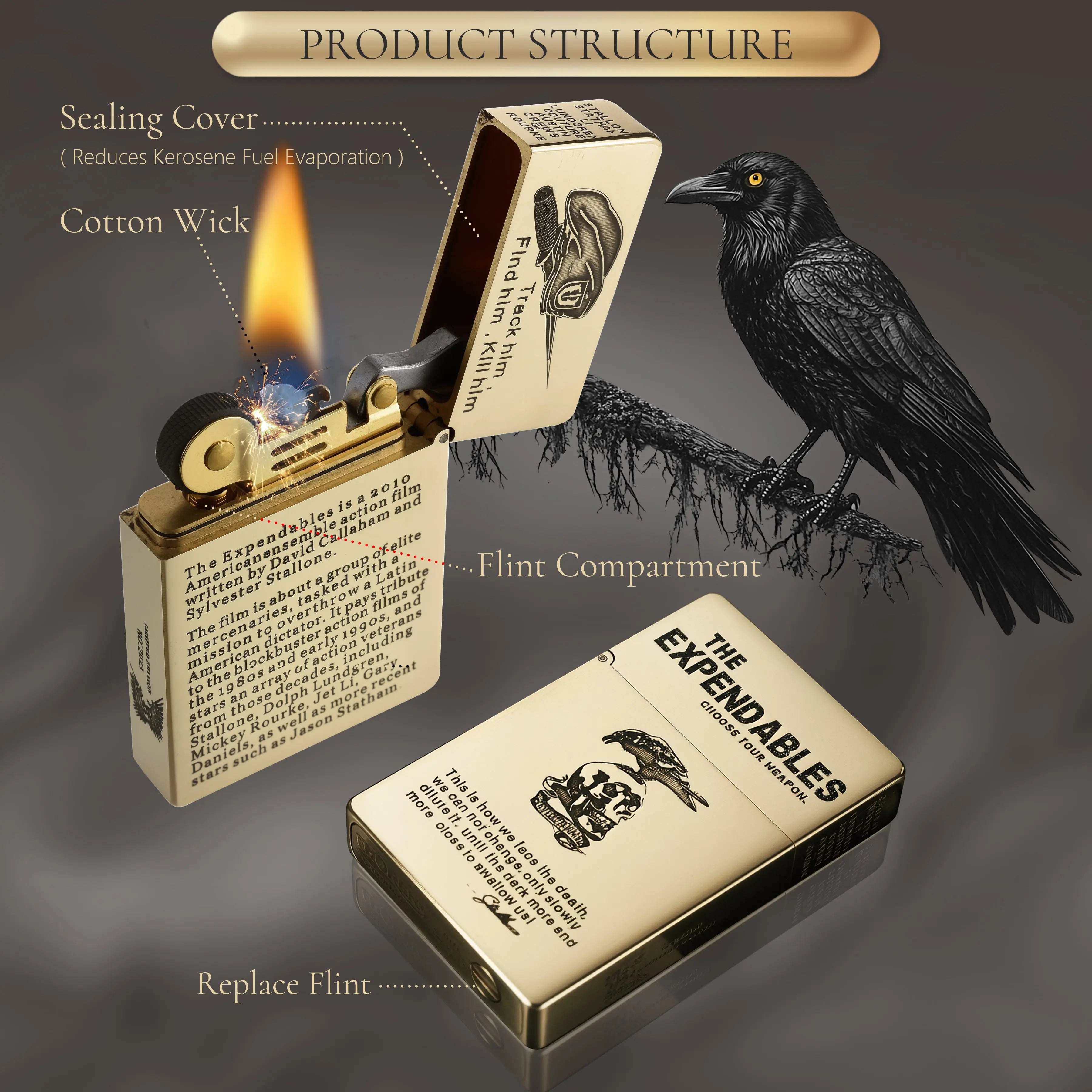 Etched Lighter - THE EXPENDABLES - Copper Color THORENS