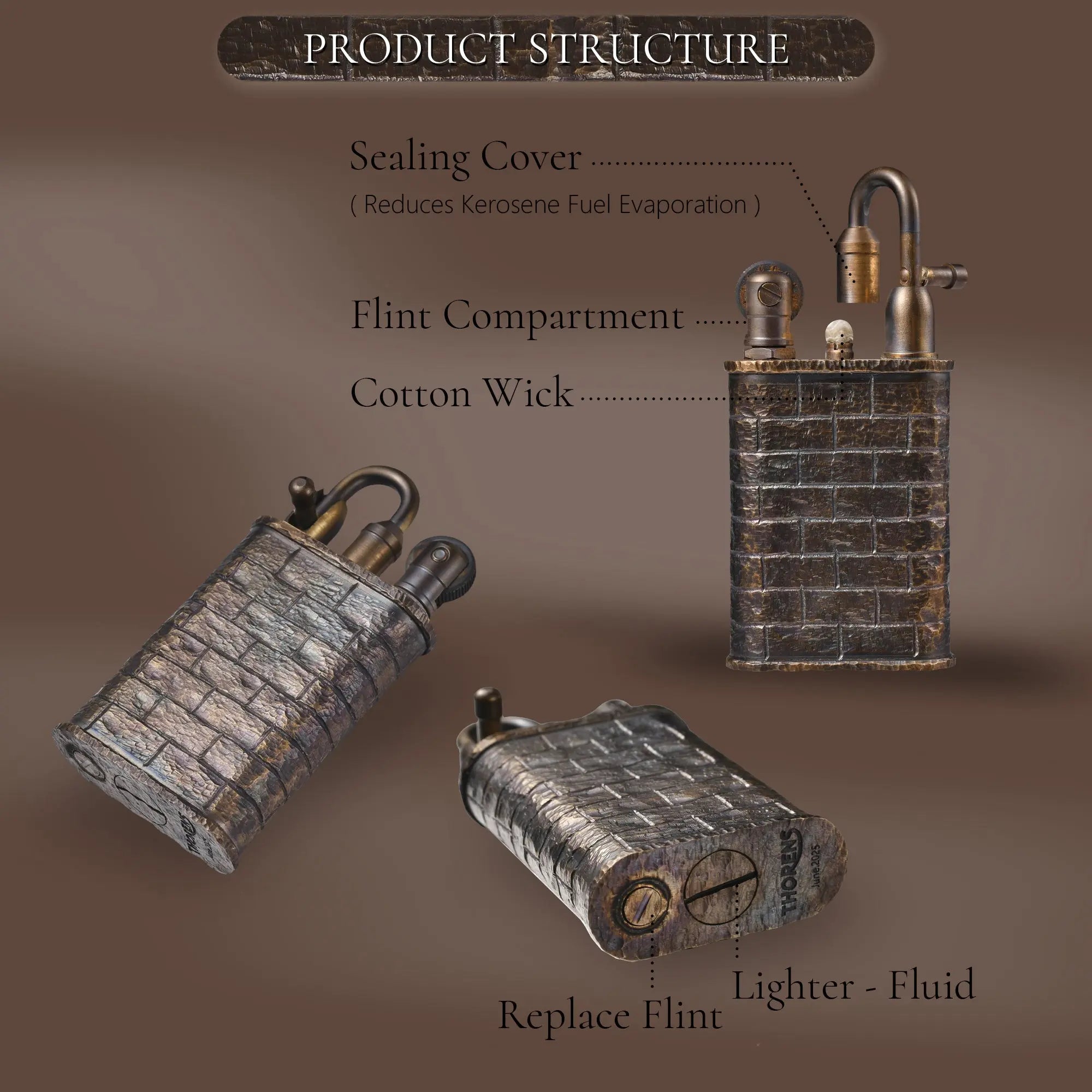 Lockflame - Hand-carved Brick Wall THORENS Lighter Official Site