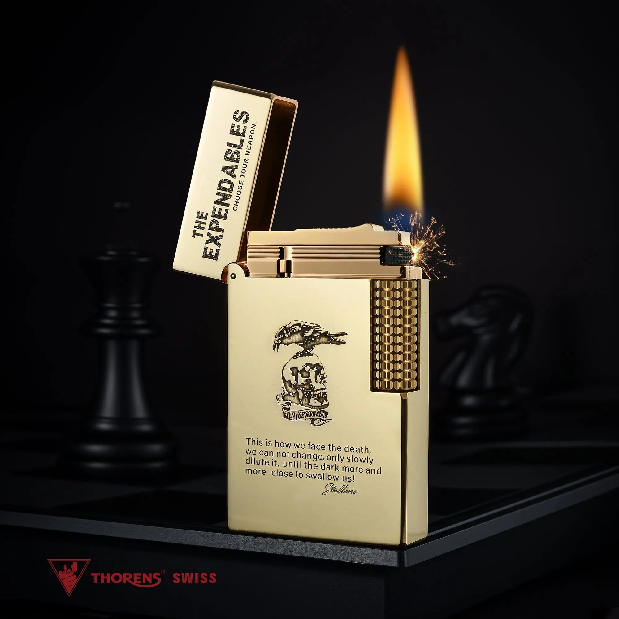 Side Slip Expendables Lighter｜Engraved Skull & Raptor – THORENS