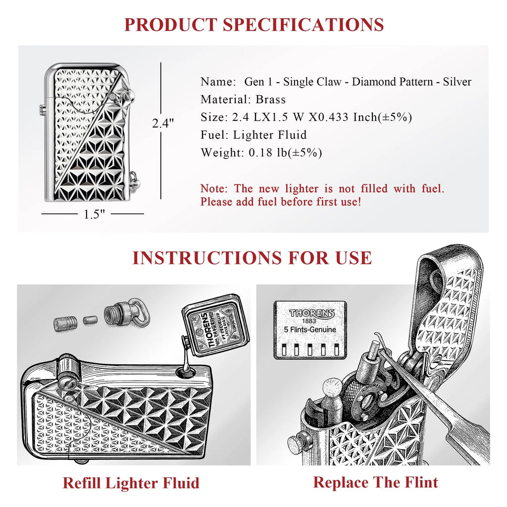 Gen 1 - Single Claw - Diamond Pattern - Silver THORENS