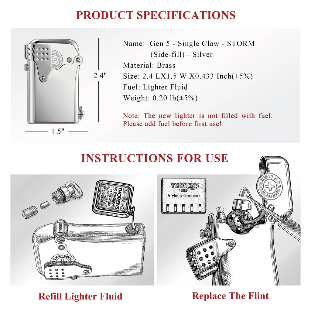 (New) Gen 5 - Single Claw - STORM（Side-fill）- Silver THORENS