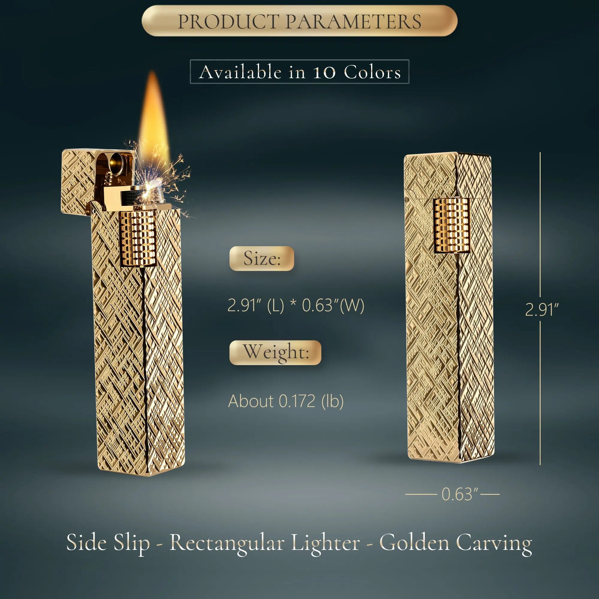 Side Slip - Rectangular Lighter - Golden Etch THORENS
