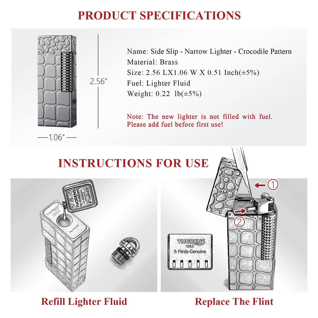 Side Slip - Narrow Lighter - Crocodile Pattern THORENS