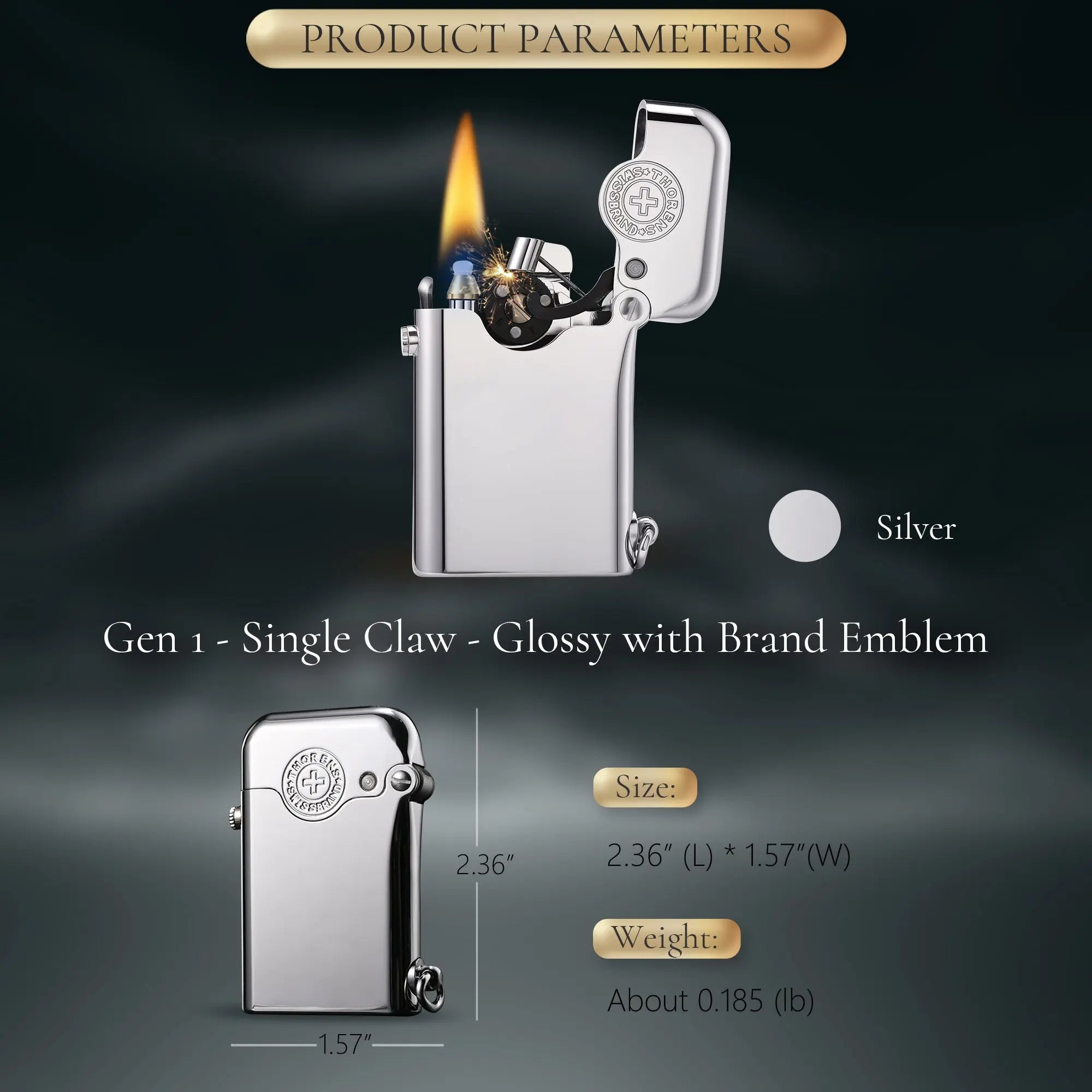 Gen 1 - Single Claw - Glossy with Brand Emblem - Silver THORENS