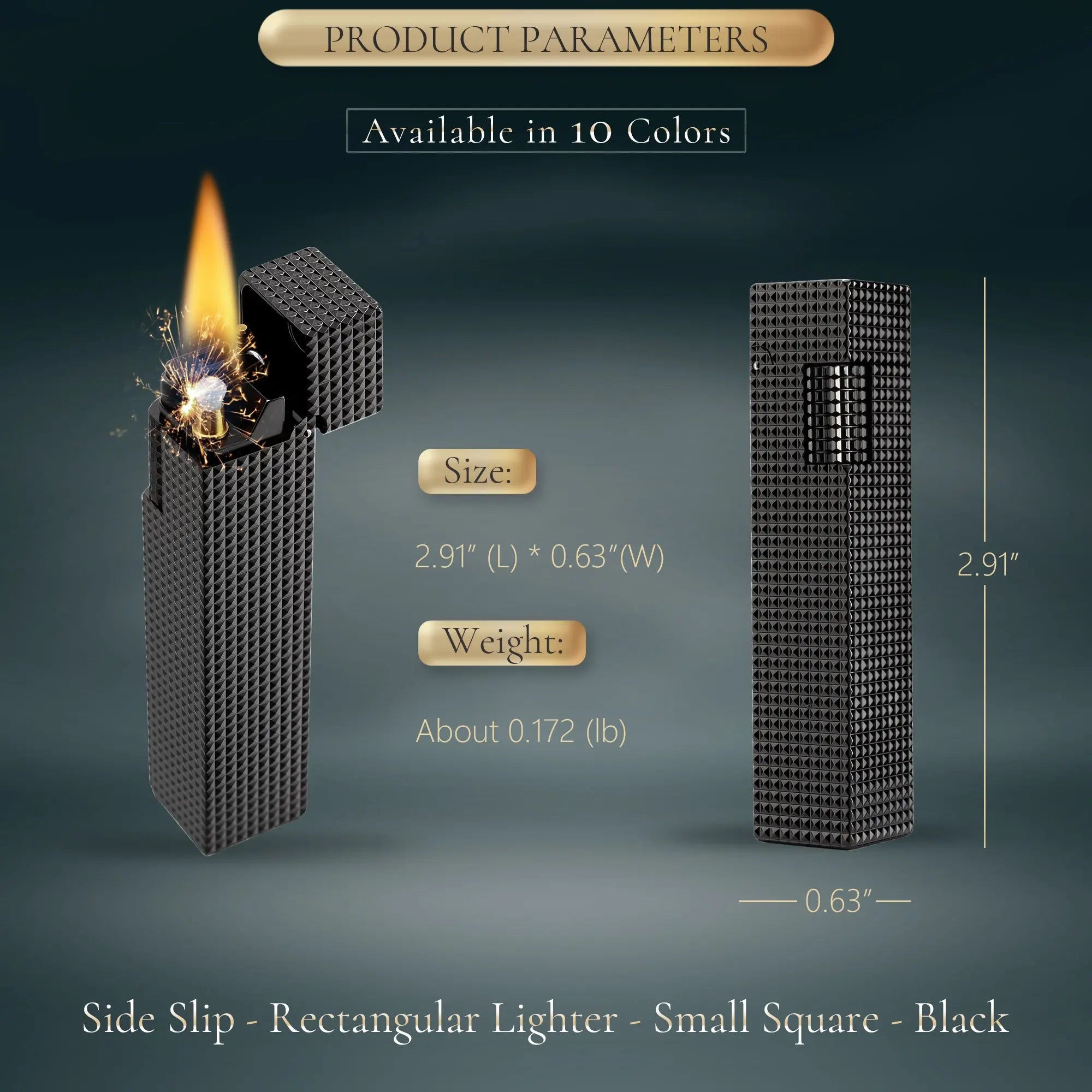 Side Slip - Rectangular Lighter - Small Square - Black THORENS