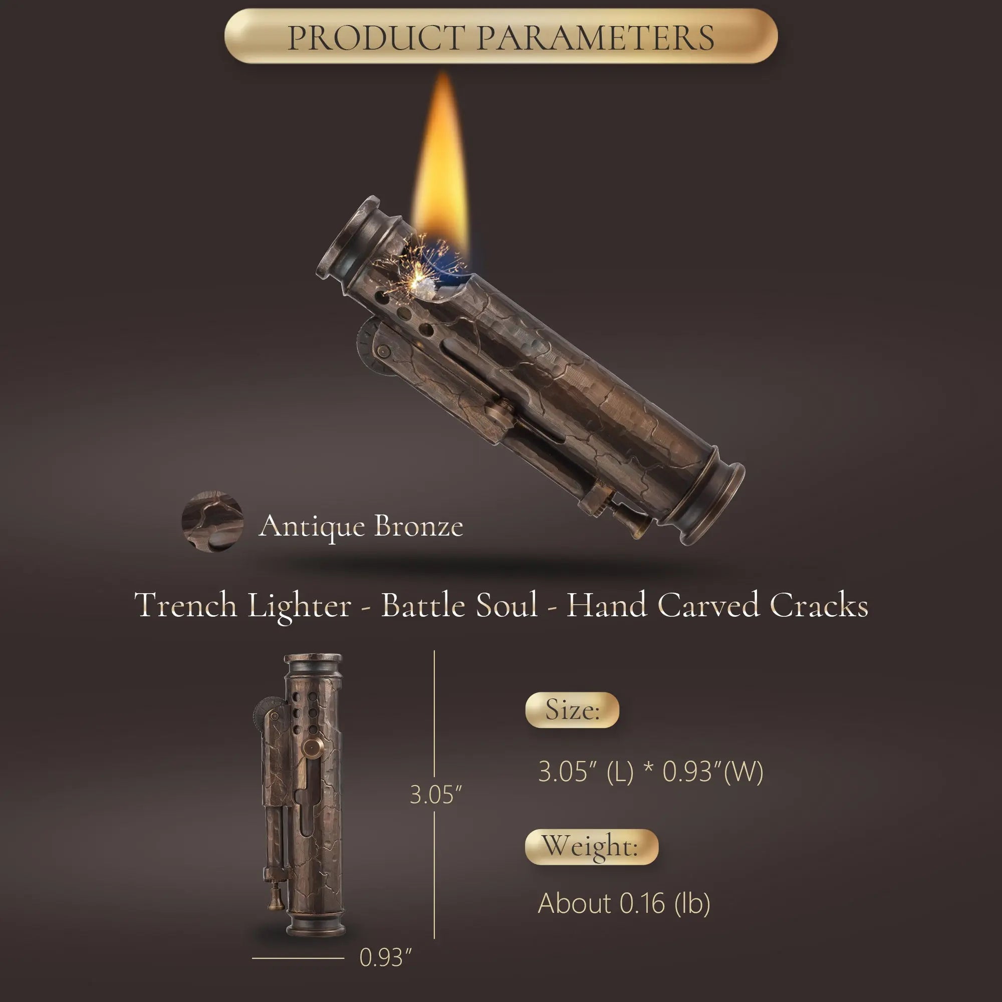 2025 New Products｜ Trench Lighter - Battle Soul - Hand Carved Cracks THORENS Lighter Official Site