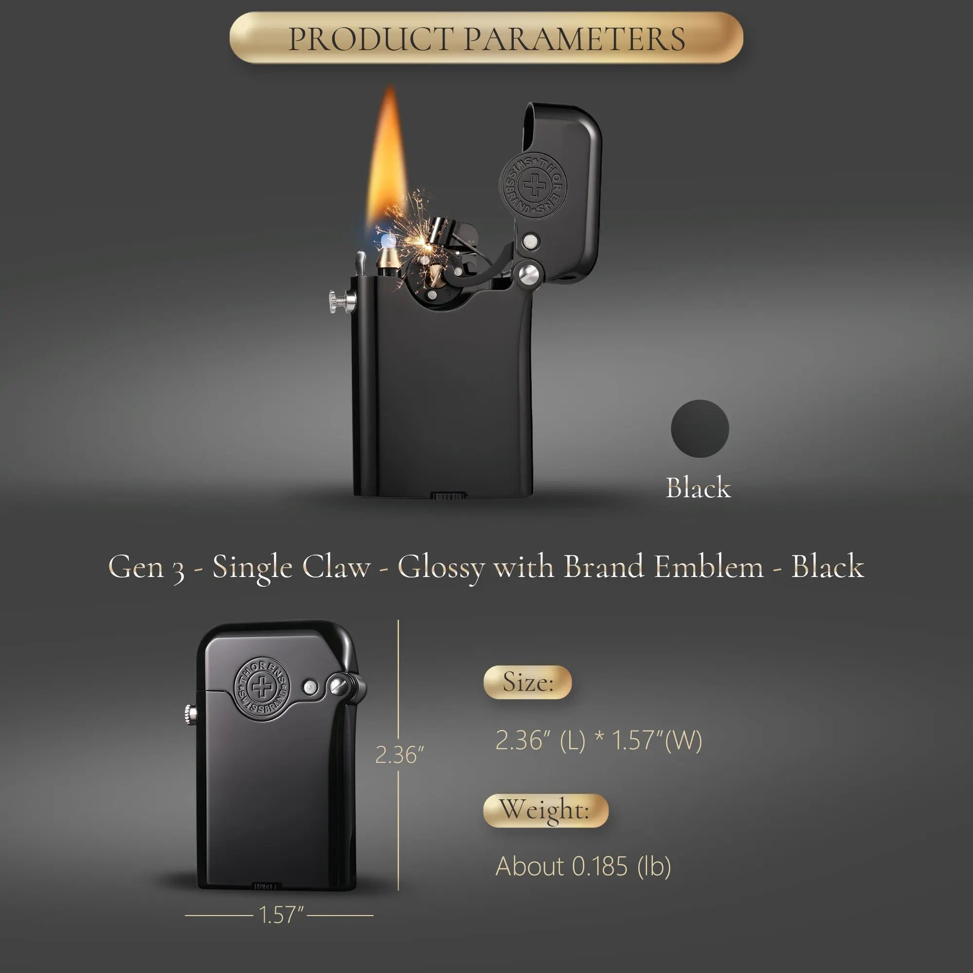 Gen 3 - Single Claw - Glossy with Brand Emblem - Black THORENS