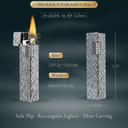Side Slip - Rectangular Lighter - Silver Carving THORENS