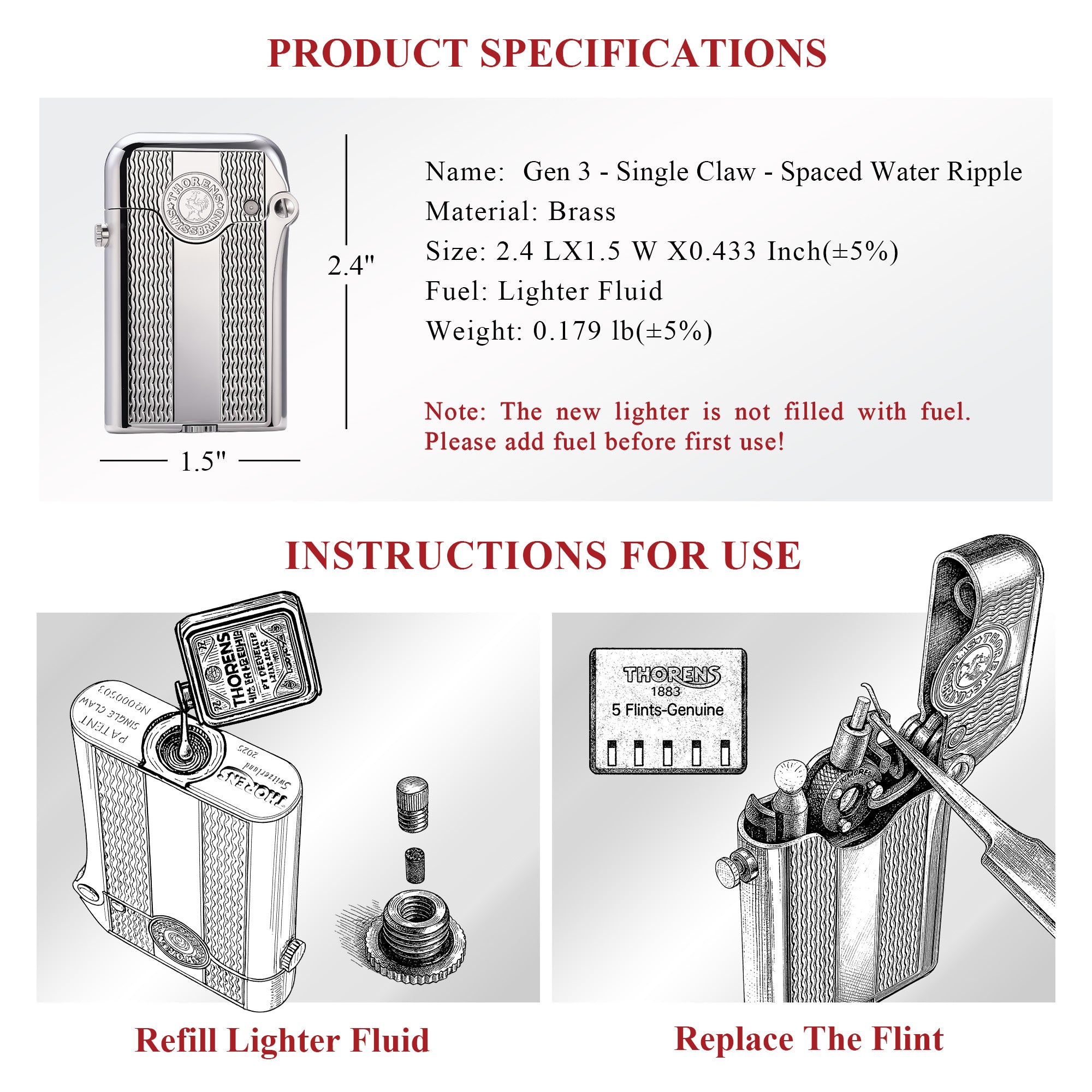 （New）Gen 3 - Single Claw - Spaced Water Ripple - Silver