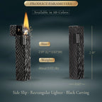 Side Slip - Rectangular Lighter - Black Carving THORENS