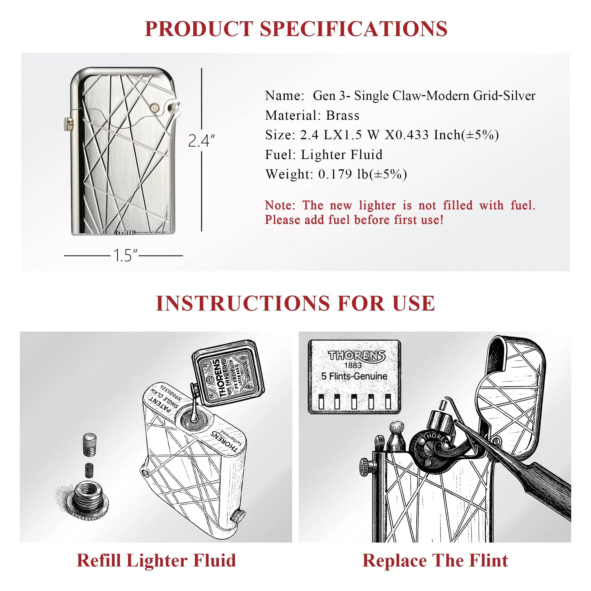 （NEW）Gen 3 - Single Claw - Modern Grid - Silver THORENS