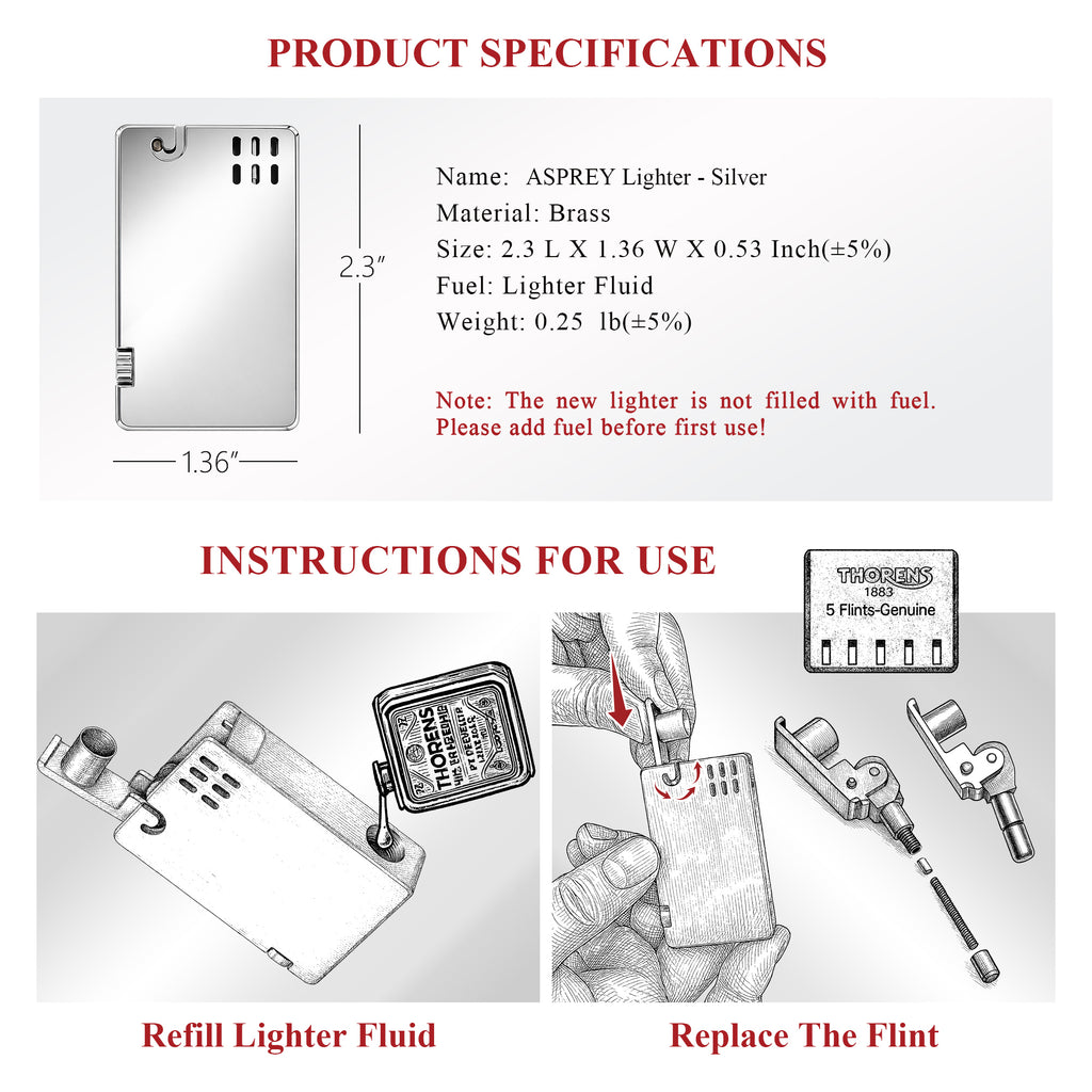 Zapalovač ASPREY - Stříbrný