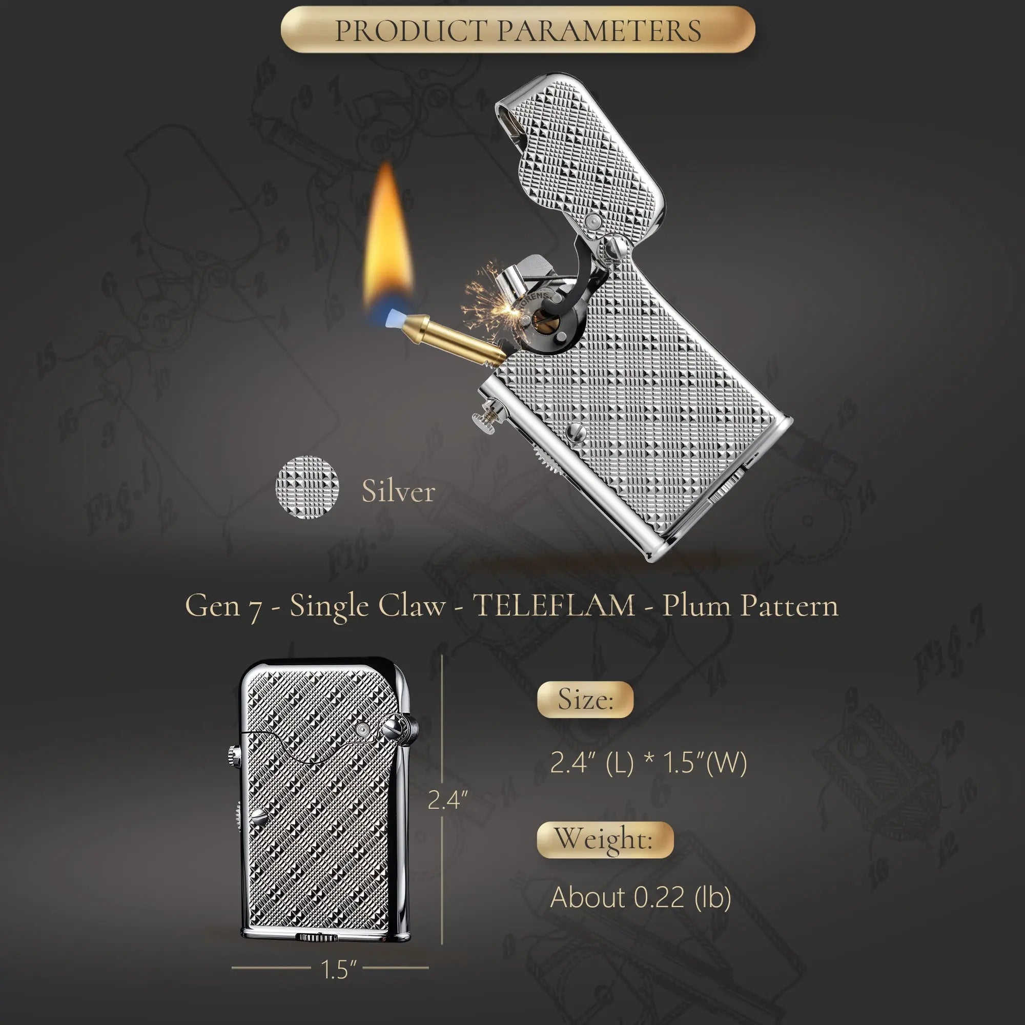 Single CLAW TELEFLAW lighter pipe lighter Brass Lighter Thorens Lighter Metal Lighter Famous Lighter Cigar Lighter Vintage Lighter elite lighter classic lighter refillable lighter reusable lighter