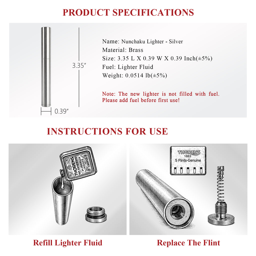 Zapalovač nunchaku - stříbrný