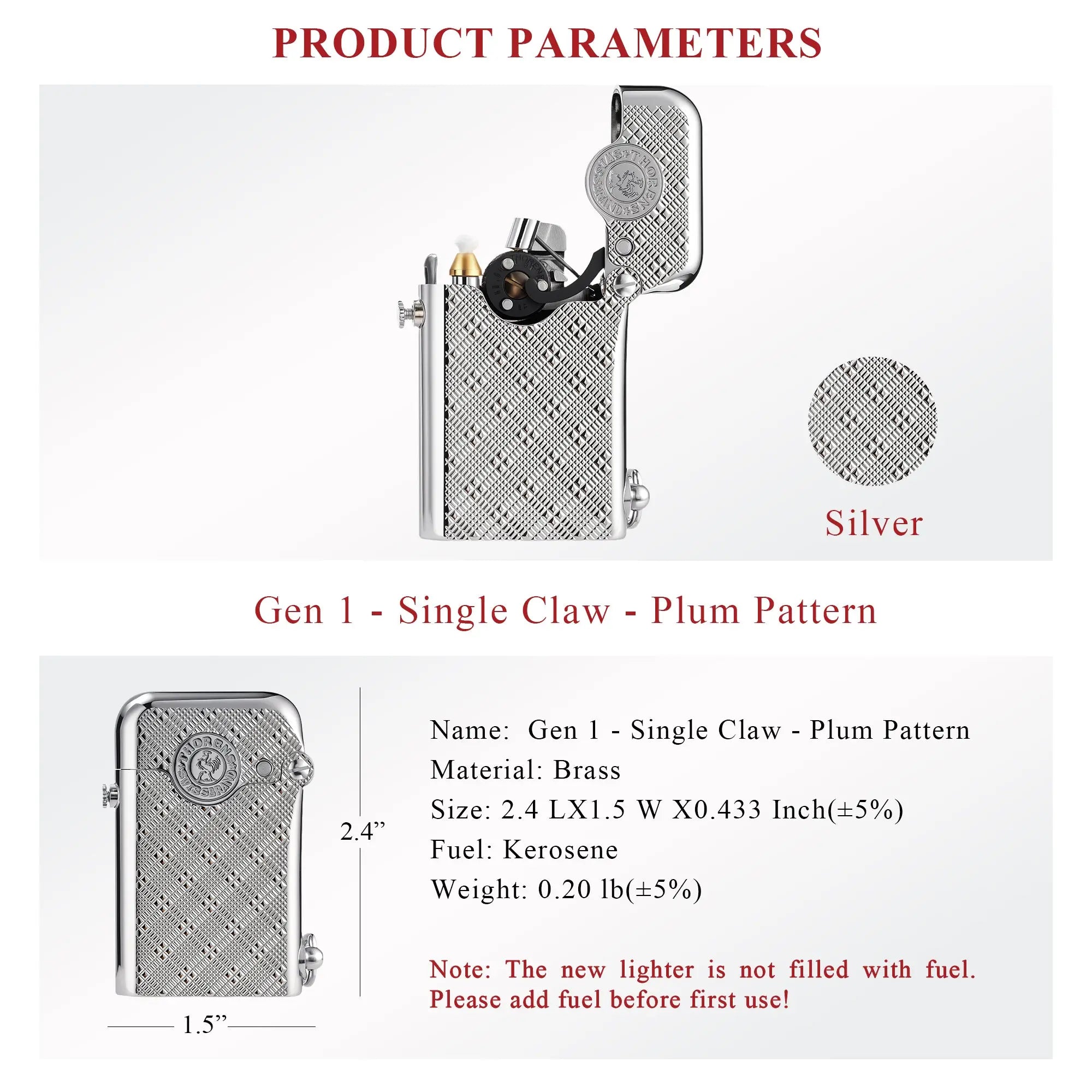 Gen 1 - Single Claw - Plum Pattern - Silver THORENS