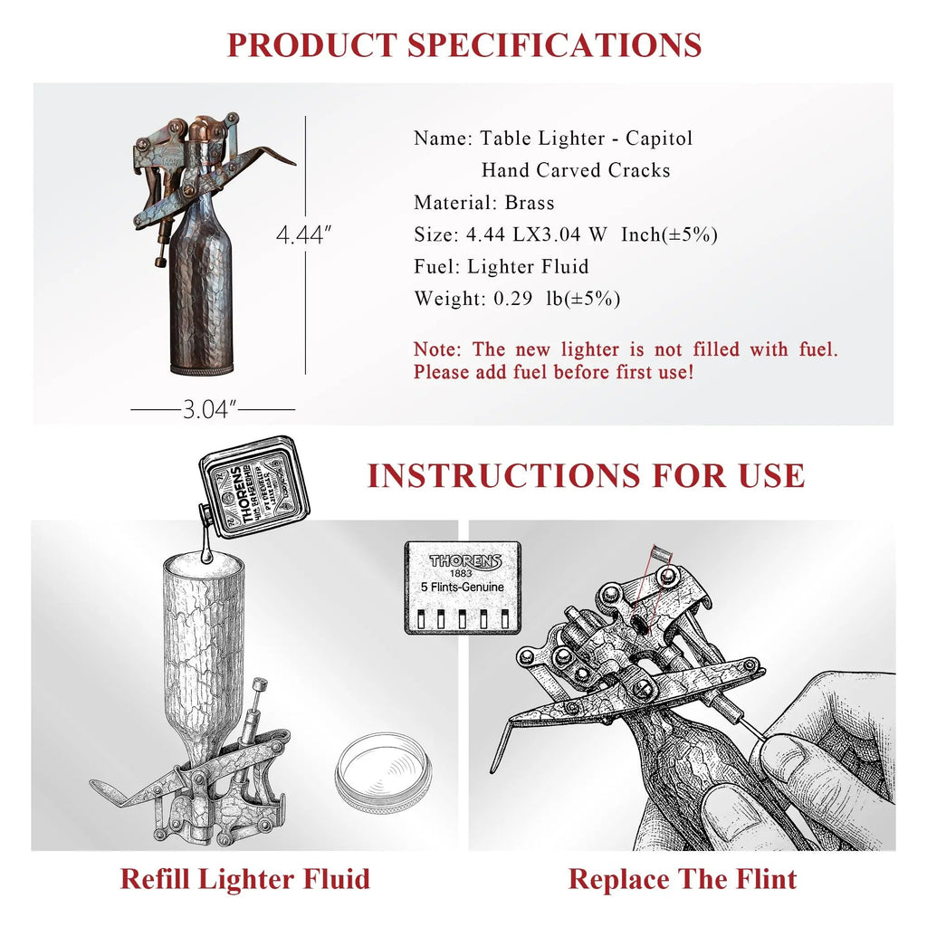 Table Lighter - Capitol - Hand Carved Cracks THORENS