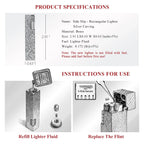 Side Slip - Rectangular Lighter - Silver Carving THORENS