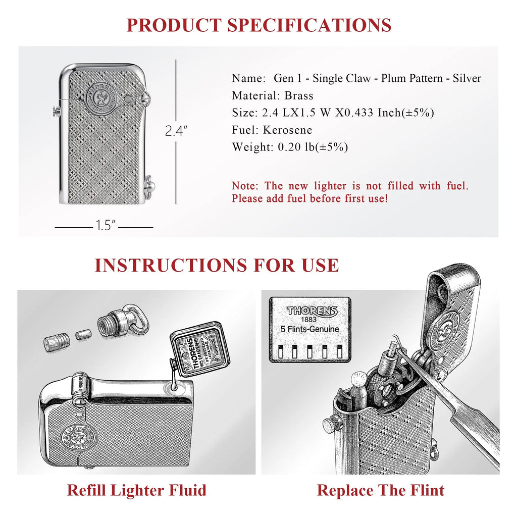 Gen 1 - Single Claw - Plum Pattern - Silver THORENS